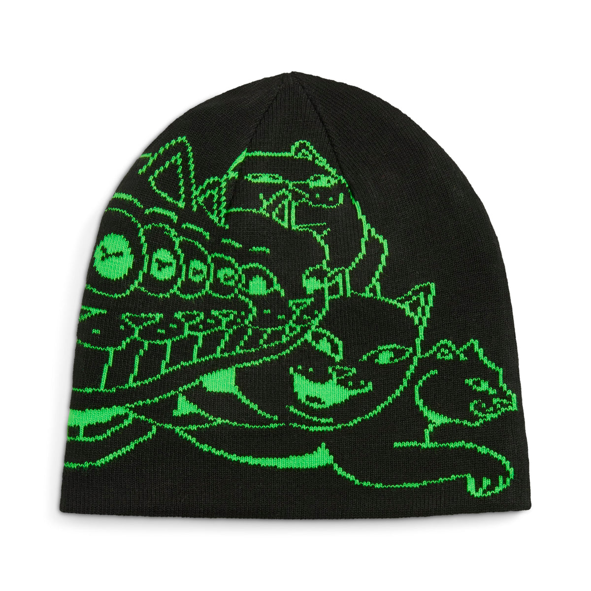 RIPNDIP PUMA x RIPNDIP Reversable Skull Beanie (PUMA Black-Fluro Green Pes)