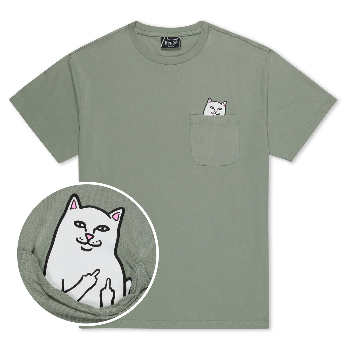 RIPNDIP Lord Nermal Pocket Tee (Sage Vintage Wash)