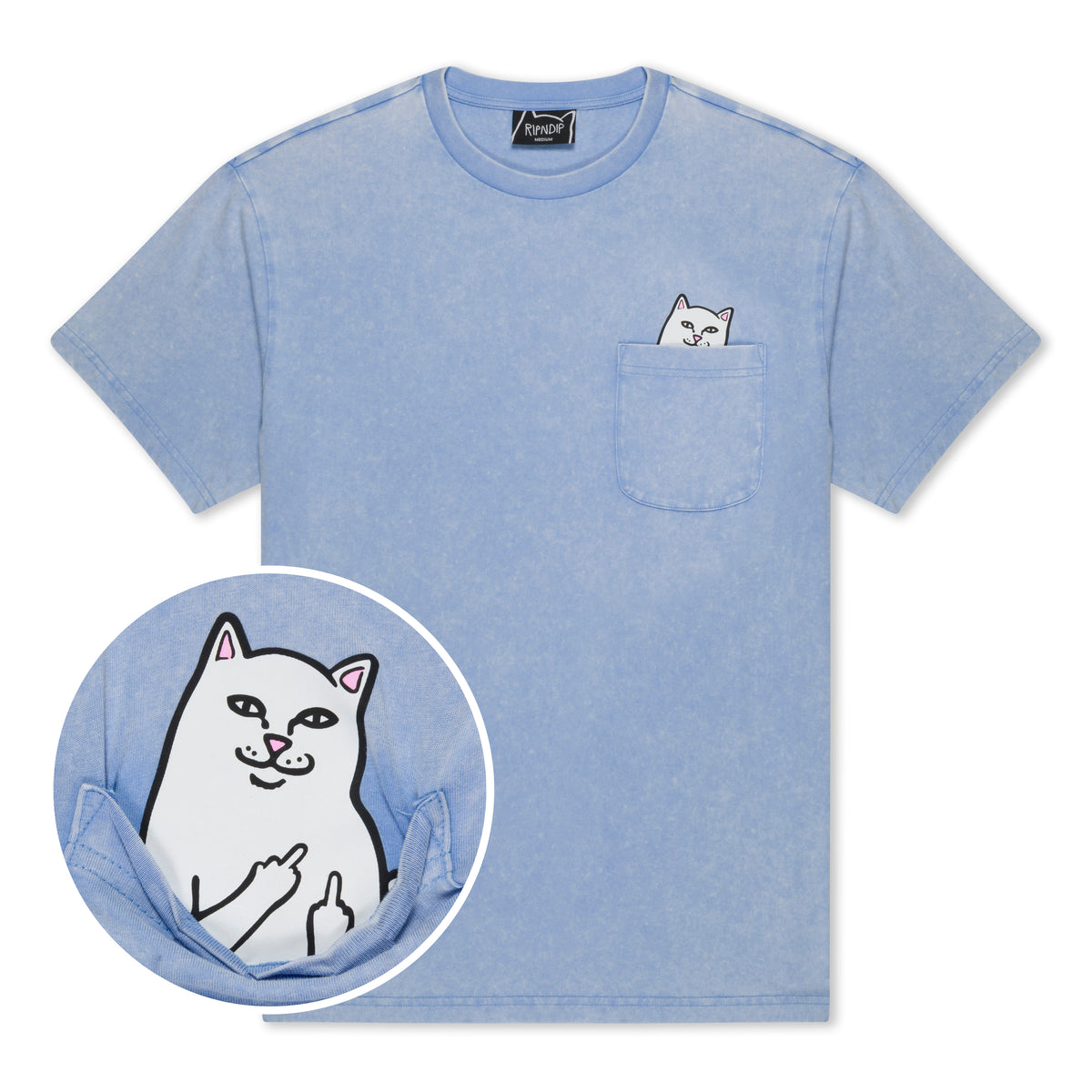 RIPNDIP Lord Nermal Pocket Tee (Power Blue Vintage Wash)