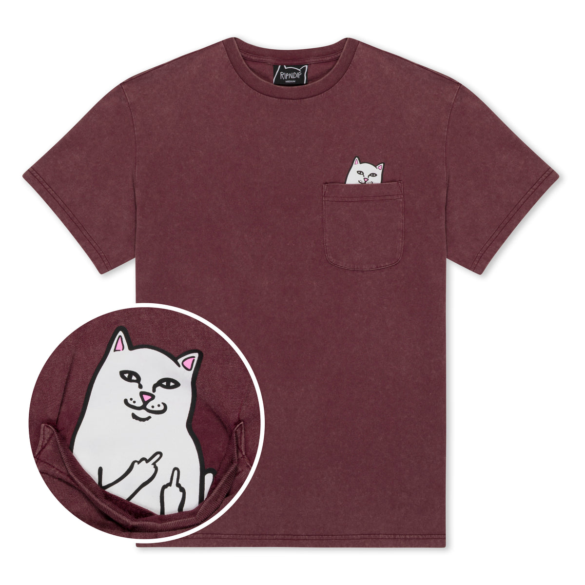 RIPNDIP Lord Nermal Pocket Tee (Burgundy Vintage Wash)
