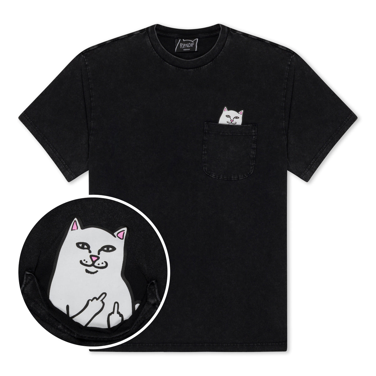 RIPNDIP Lord Nermal Pocket Tee (Black Vintage Wash)