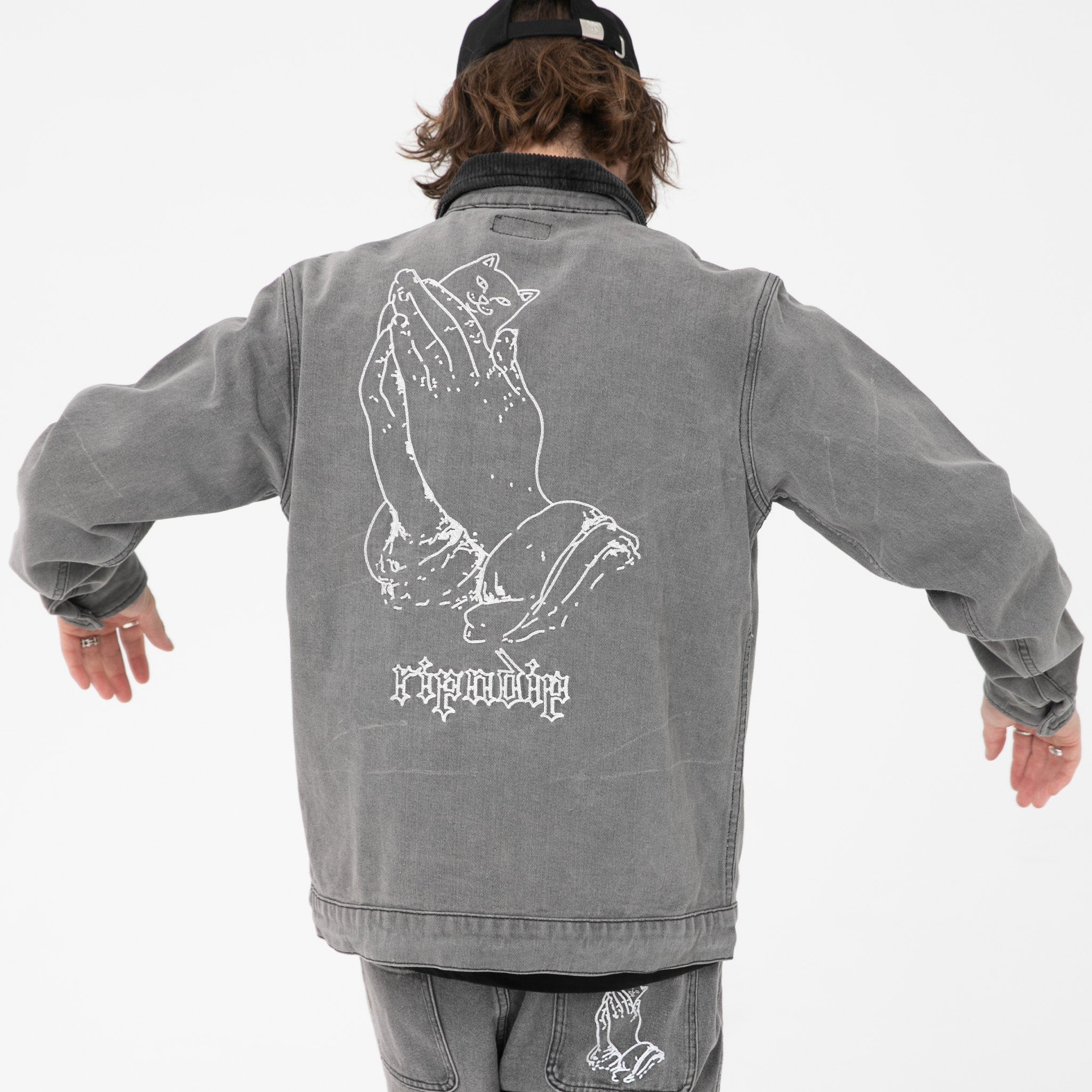 RIPNDIP Los Feliz Denim Work Jacket (Charcoal Stone Wash)