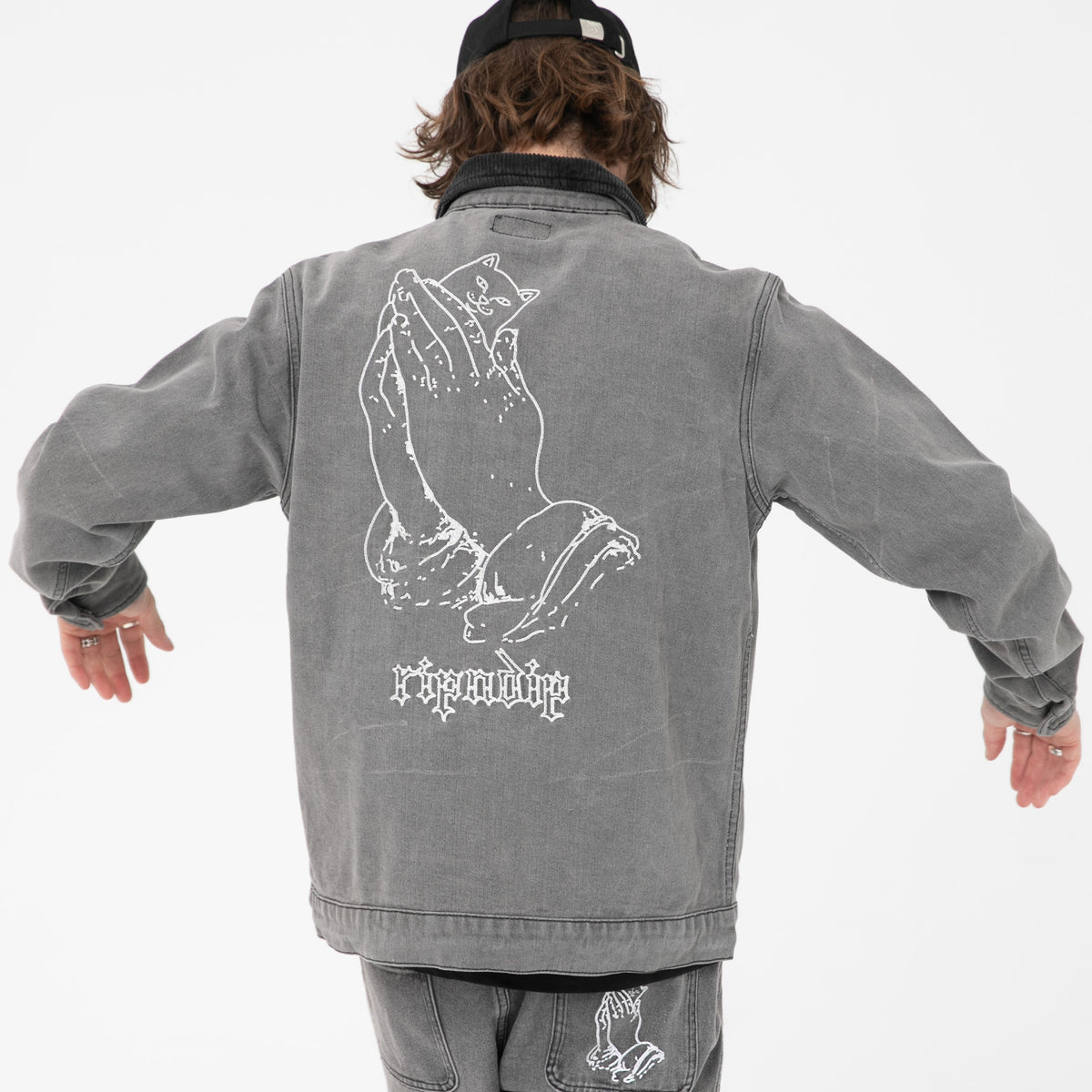 RIPNDIP Los Feliz Denim Work Jacket (Charcoal Stone Wash)