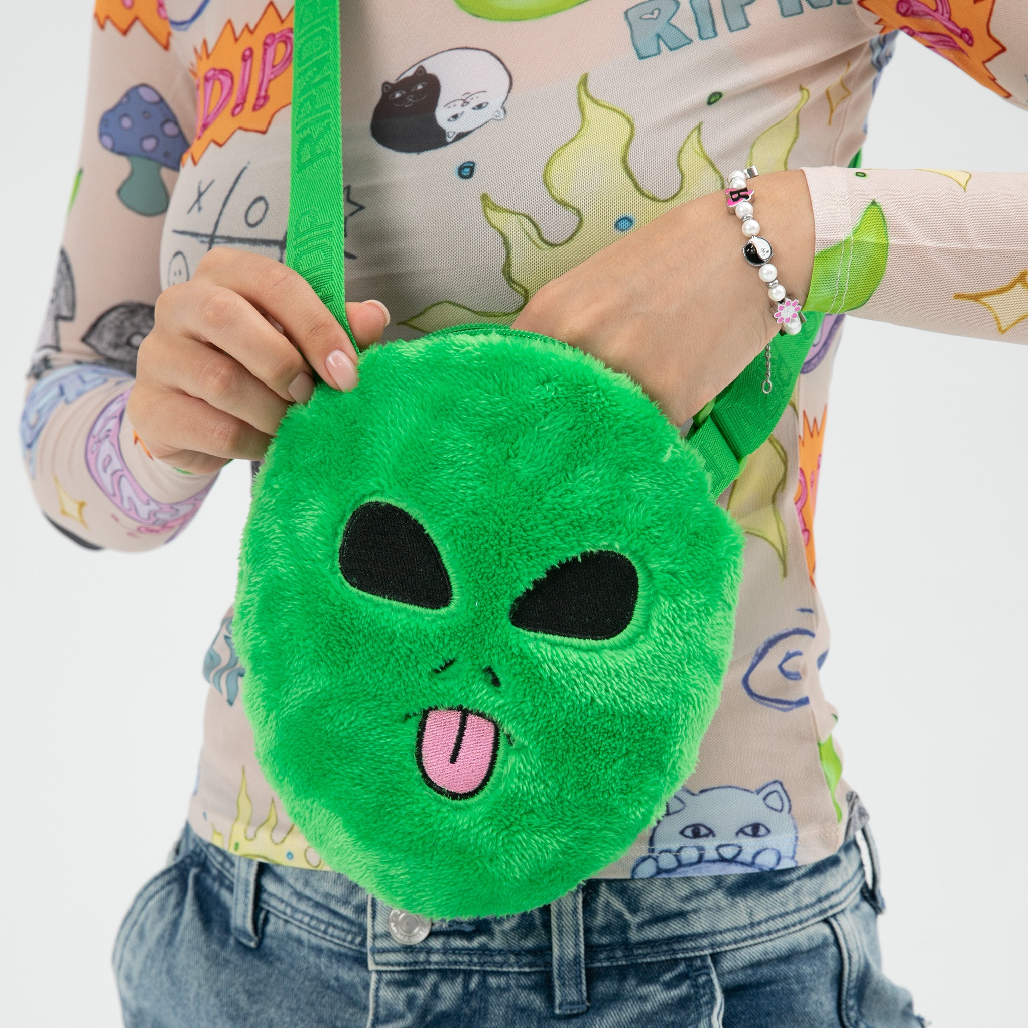 RIPNDIP Lord Alien Sherpa Crossbody Bag (Green)