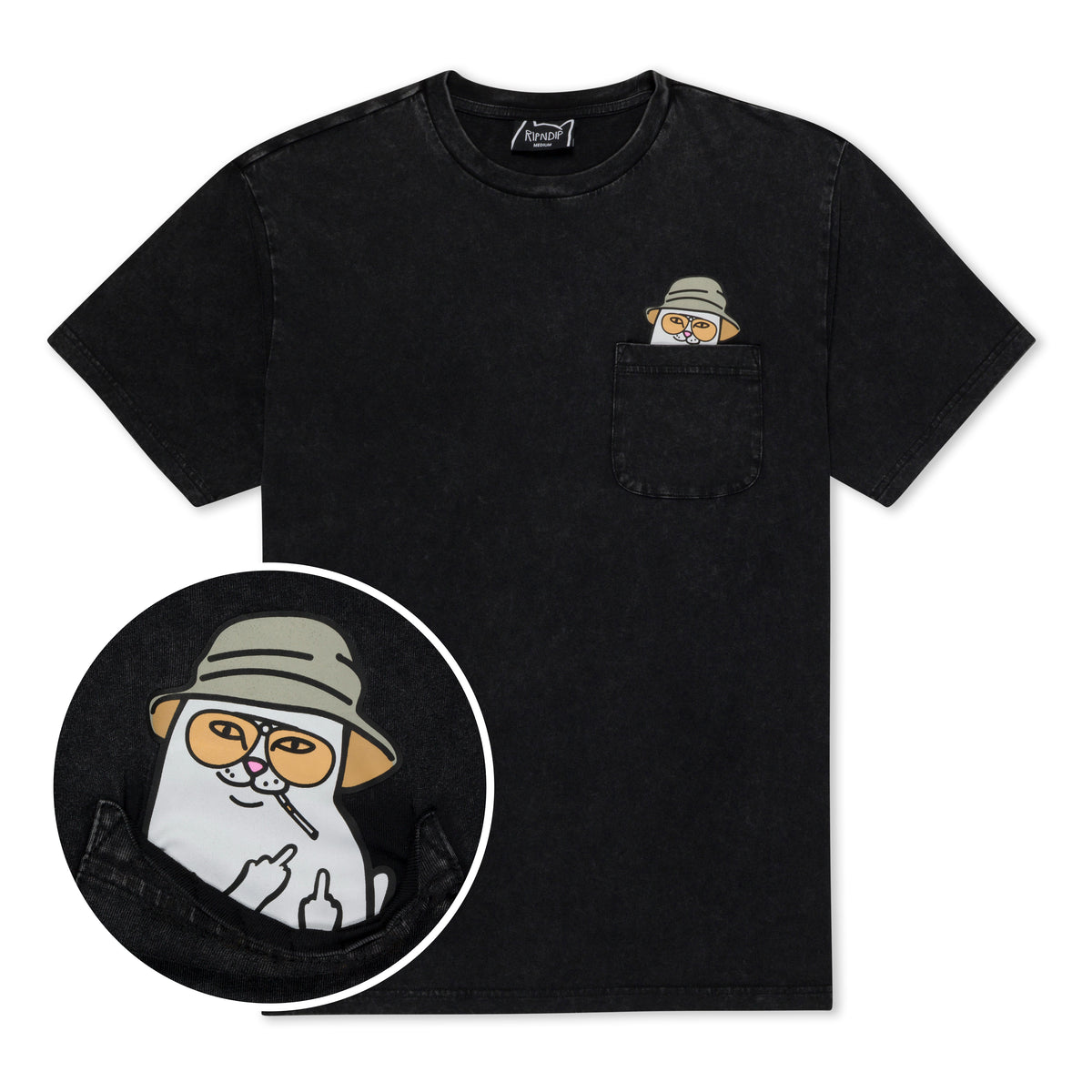 RIPNDIP Nermal S Thompson Pocket Tee (Black Mineral Wash)