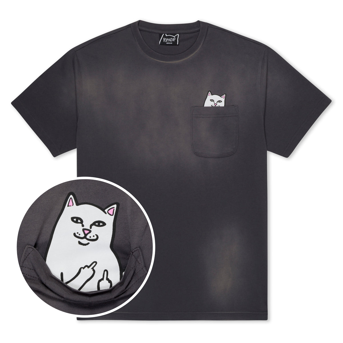 RIPNDIP Lord Nermal Pocket Tee (Charcoal Vintage Wash)