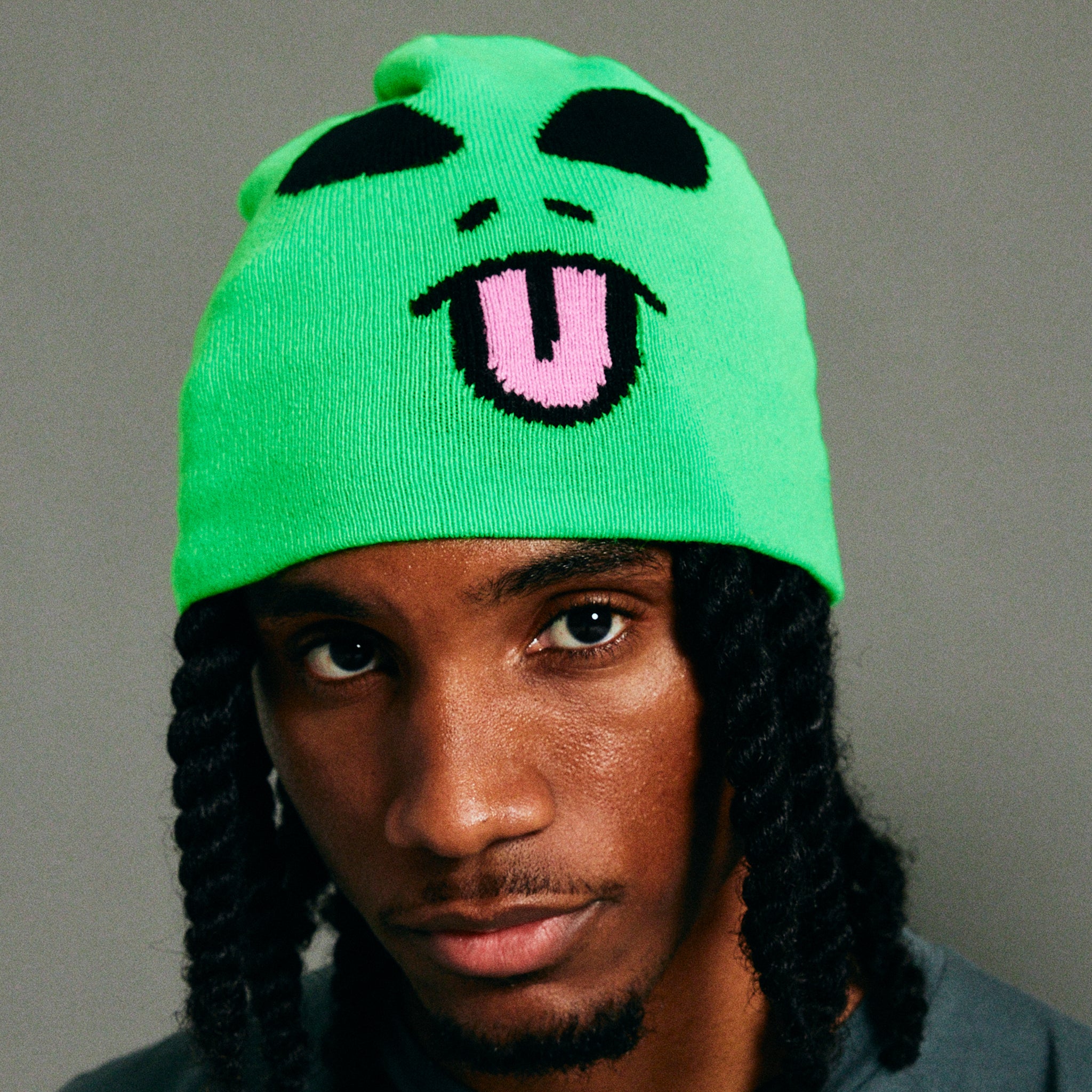 Alien Face Beanie (Green) – RIPNDIP