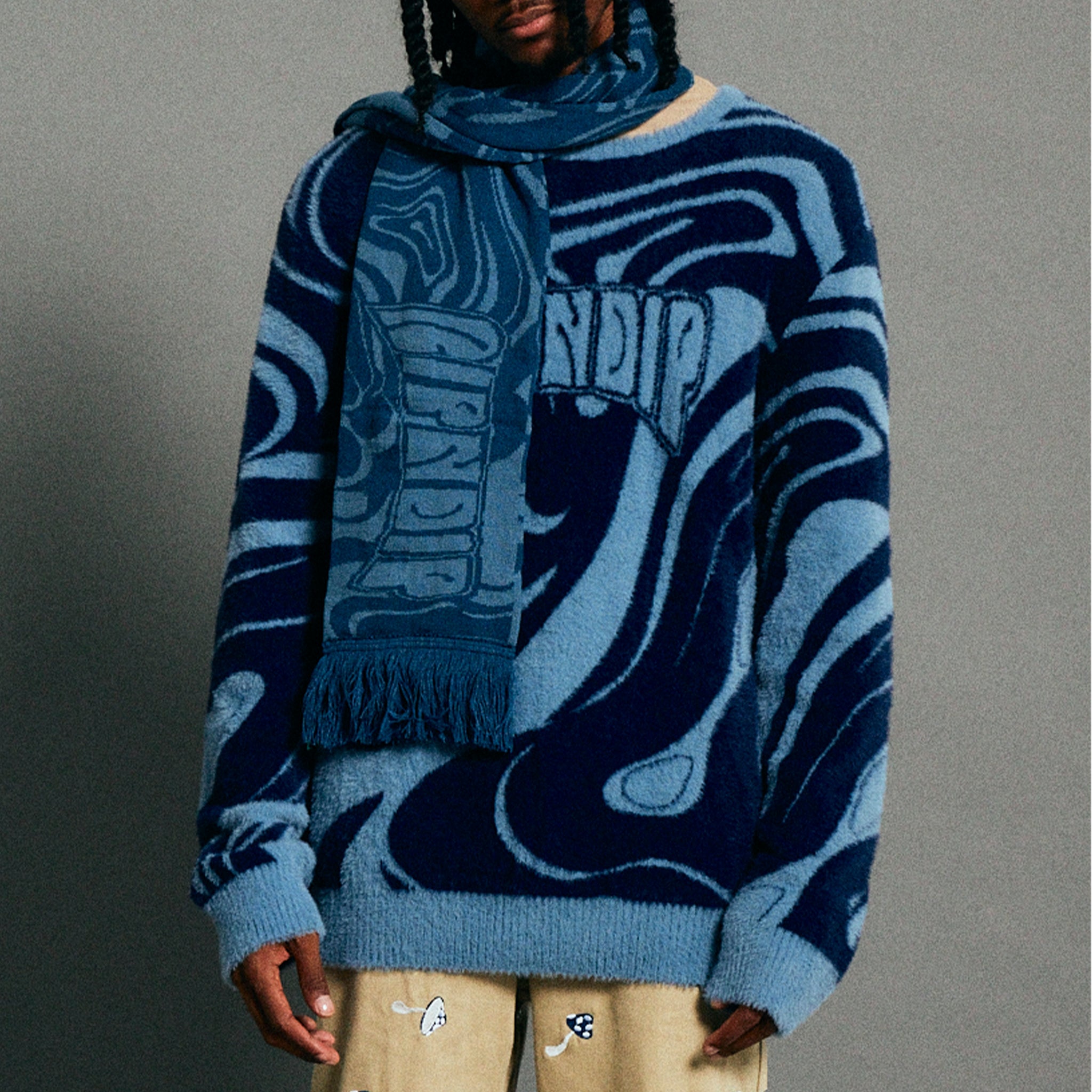Psychedelic Knit Scarf (Dark Slate) – RIPNDIP
