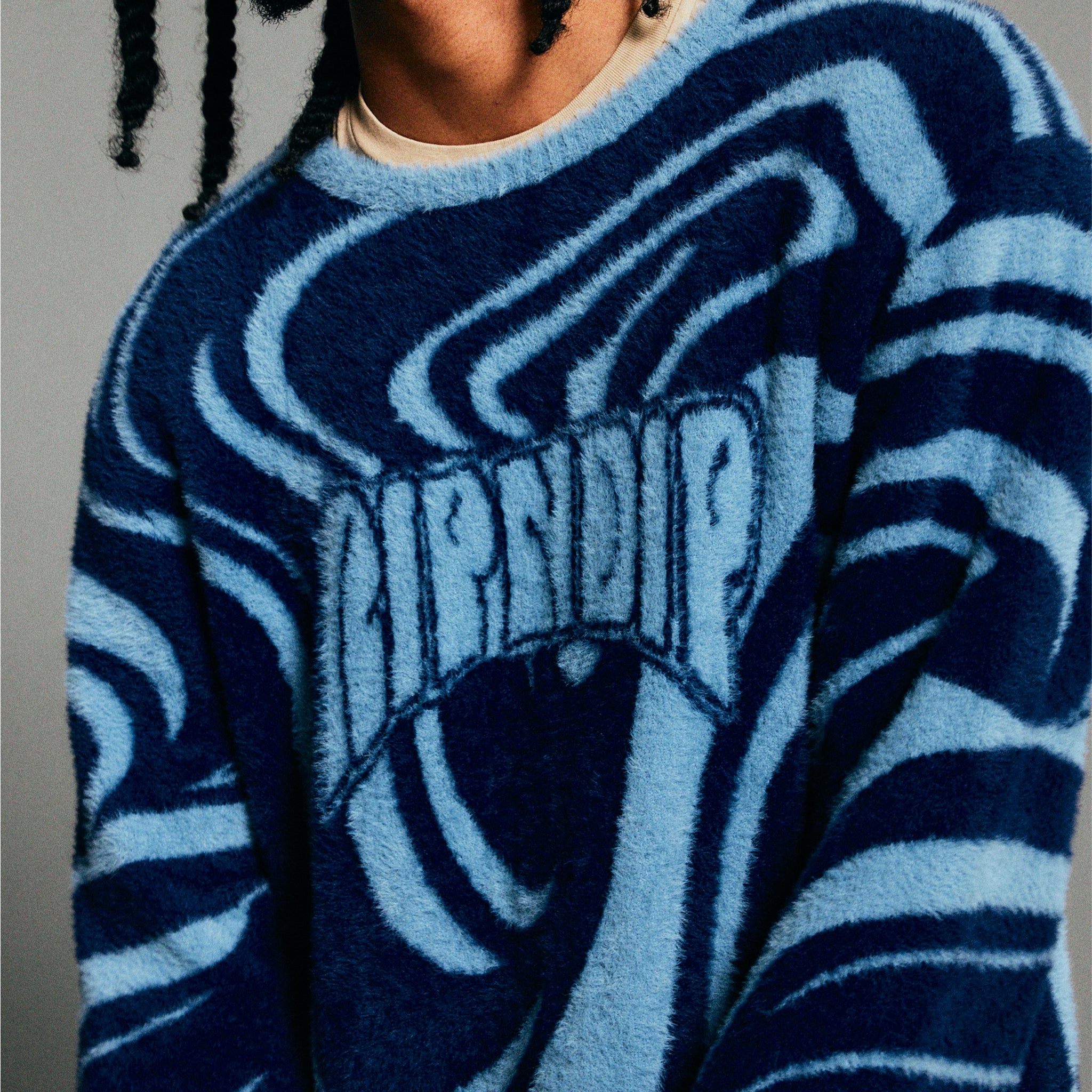 378732 Psychedelic Mohair Knit Sweater (Dark Slate)