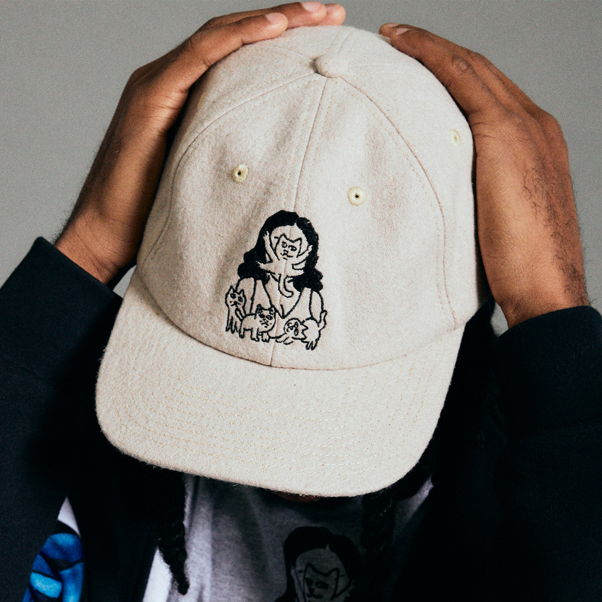 RIPNDIP Cat Lady Wool Strapback Hat (Charcoal)