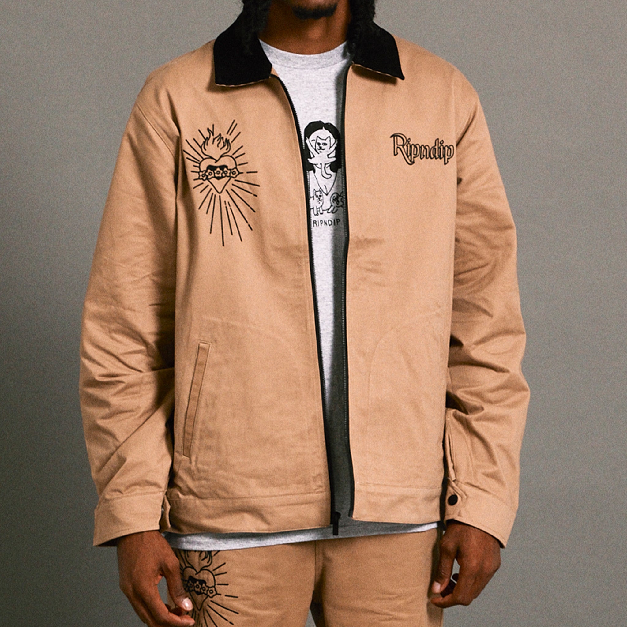 ジャケット・アウター RIPNDIP MOTHER MARY WORK JACKET(TAN) L Mother Mary Work Jacket (Tan) – RIPNDIP