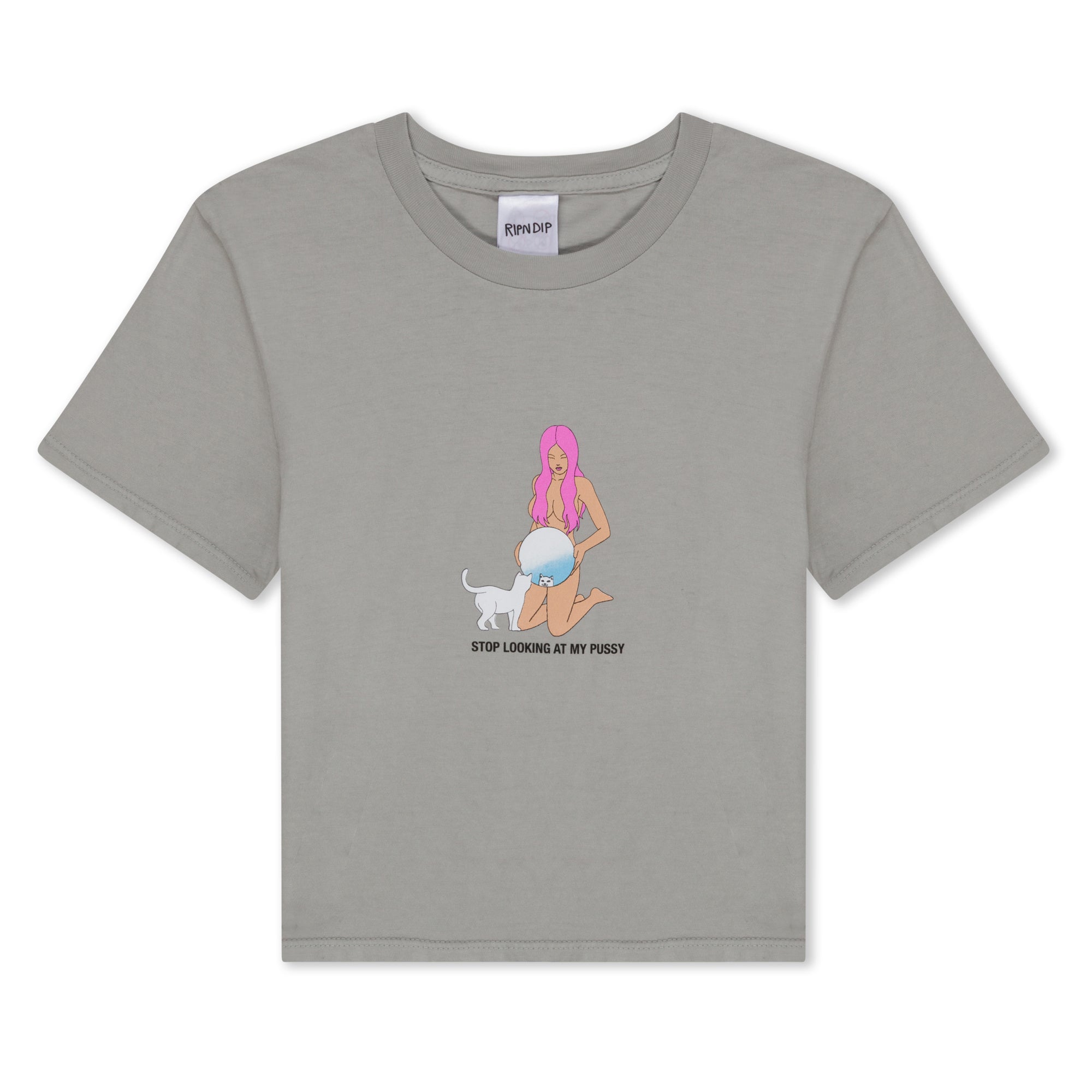 RIPNDIP Mirror Mirror Cropped Baby Tee (Grey)