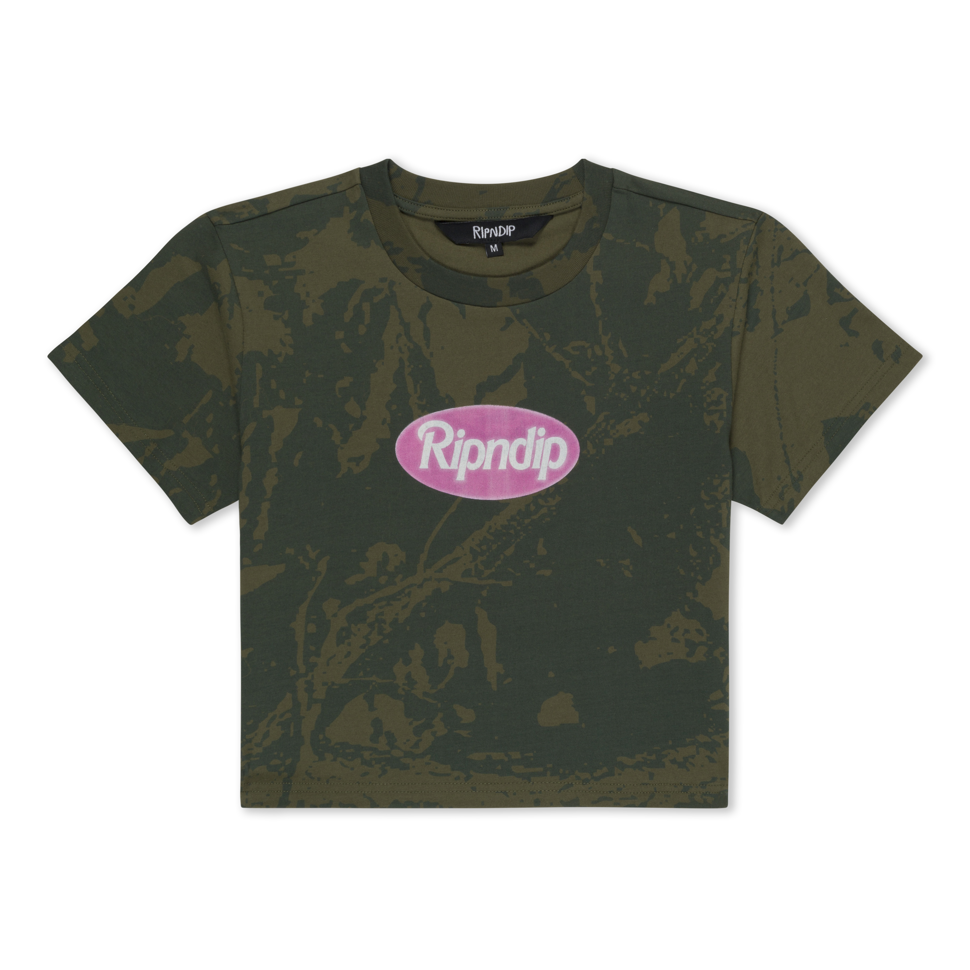 RIPNDIP Out Here Tour Cropped Baby Tee (Forest Camo)