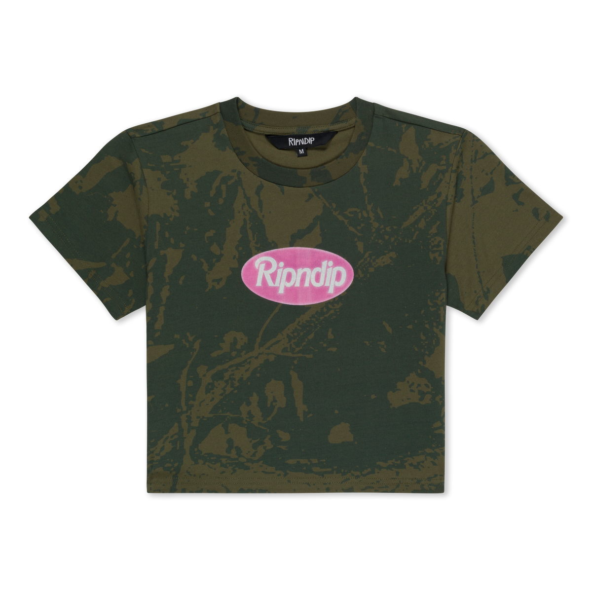 RIPNDIP Out Here Tour Cropped Baby Tee (Forest Camo)