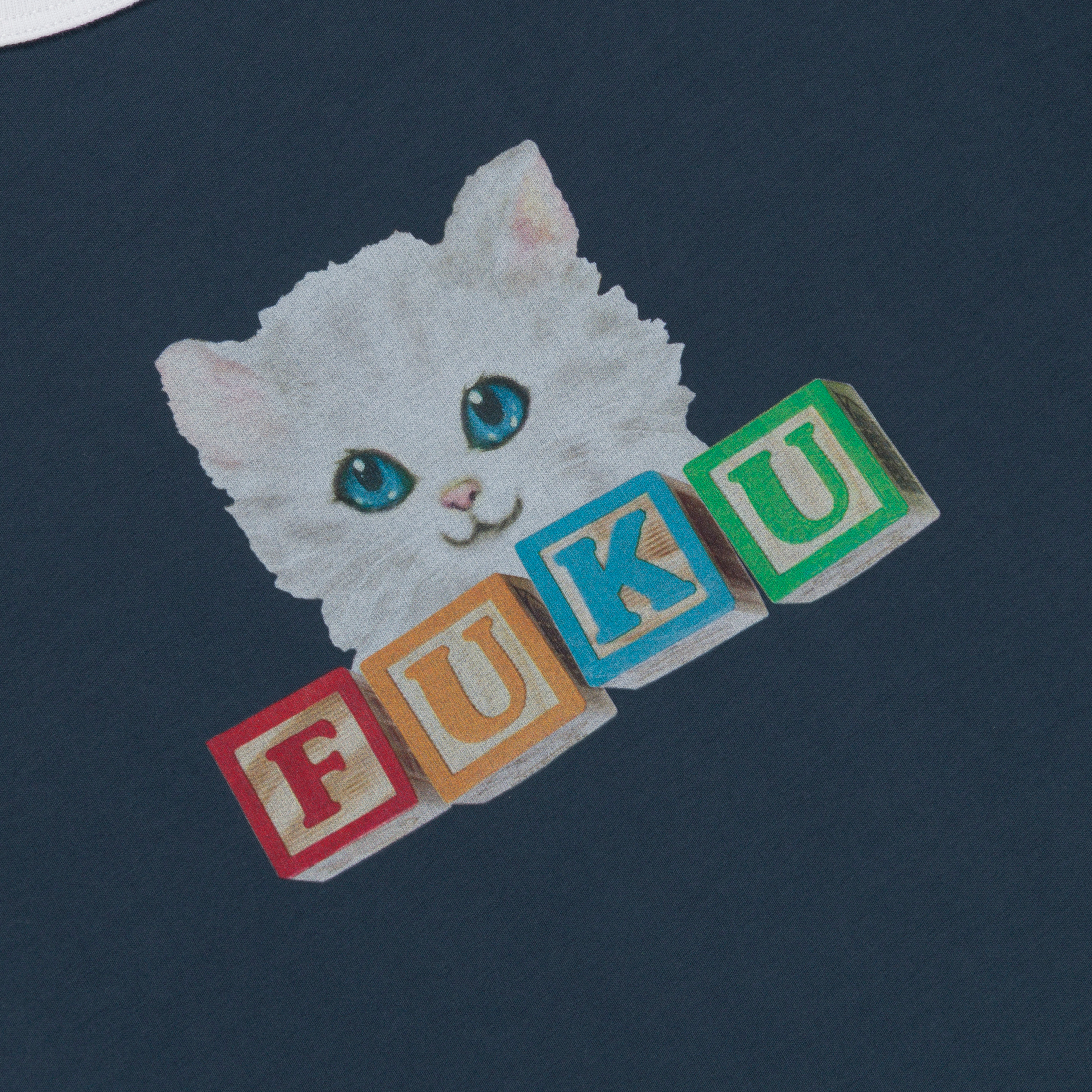 RIPNDIP Fuku Cropped Baby Ringer Tee (Navy / White)