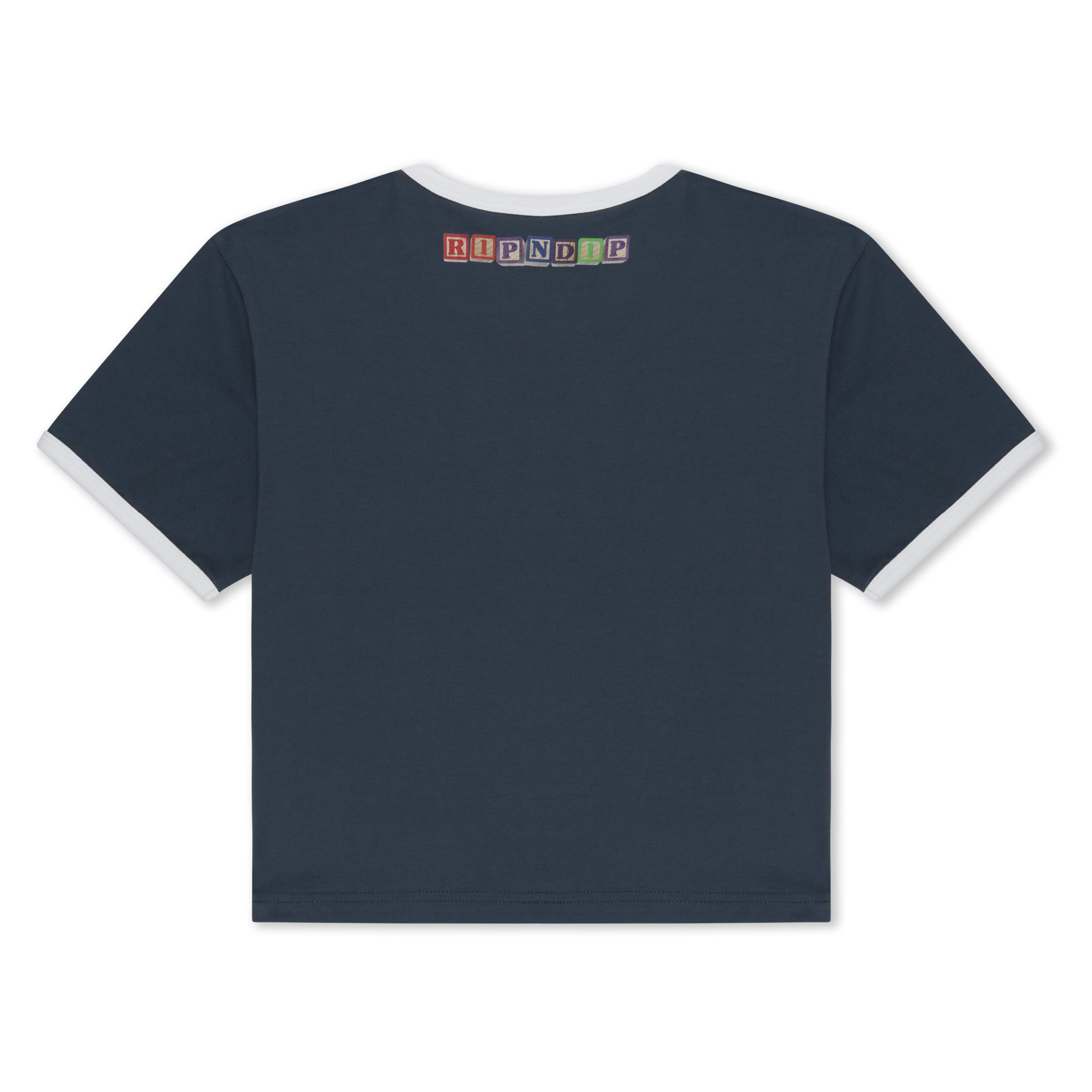 RIPNDIP Fuku Cropped Baby Ringer Tee (Navy / White)