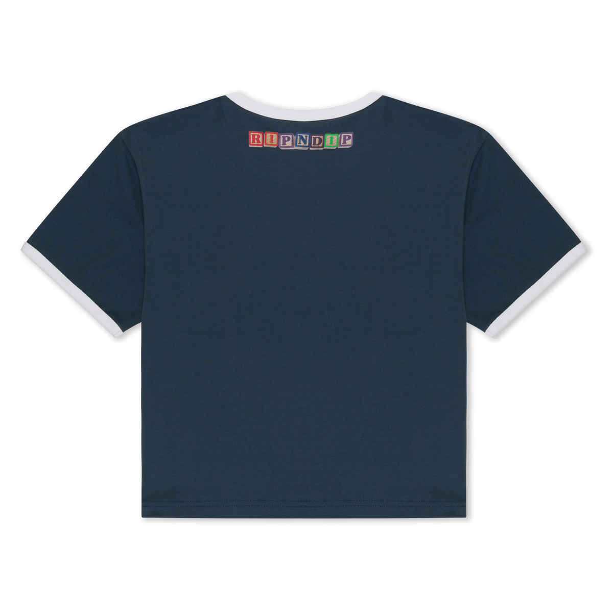 RIPNDIP Fuku Cropped Baby Ringer Tee (Navy / White)