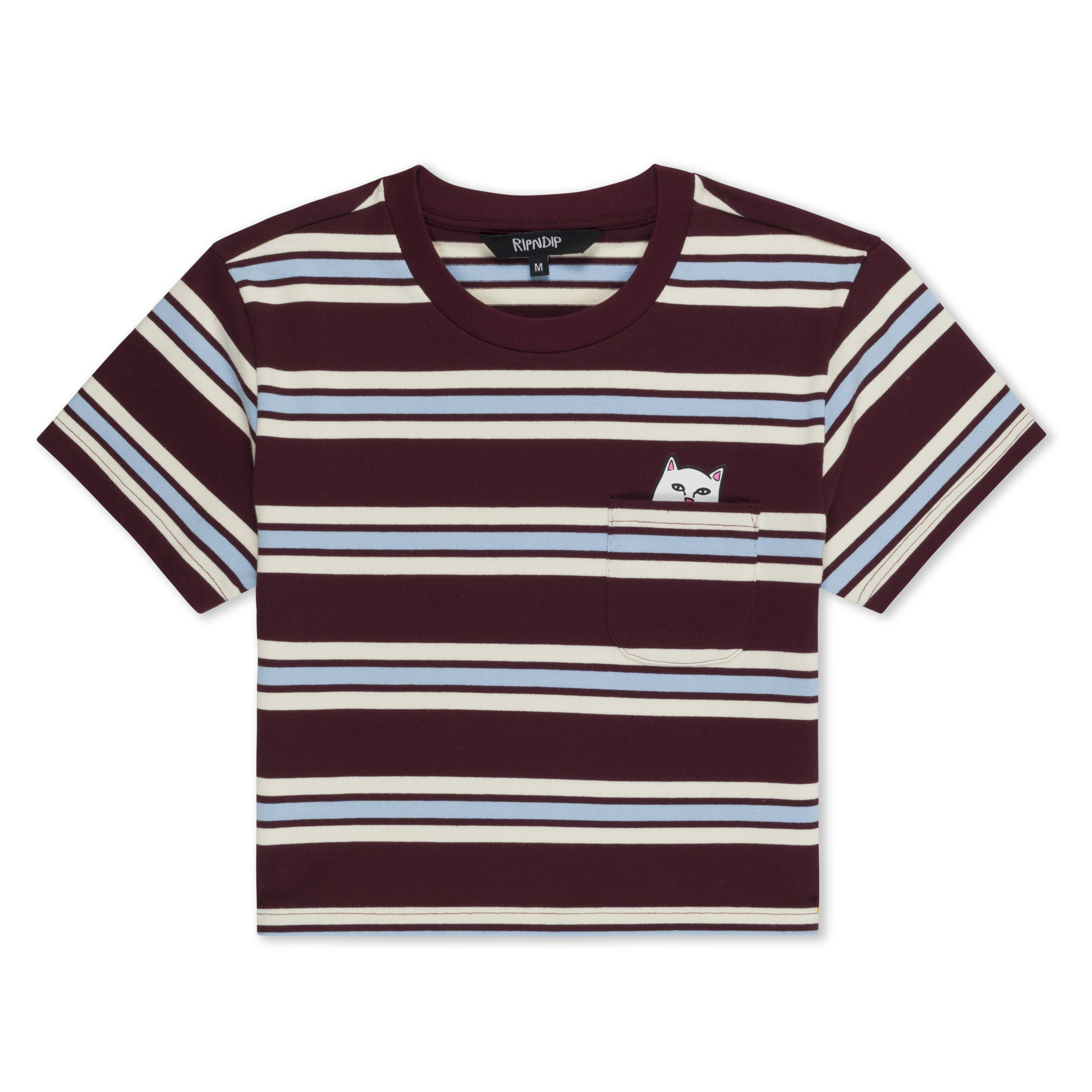 RIPNDIP Lord Nermal Cropped Baby Pocket Tee (Brown Stripes)