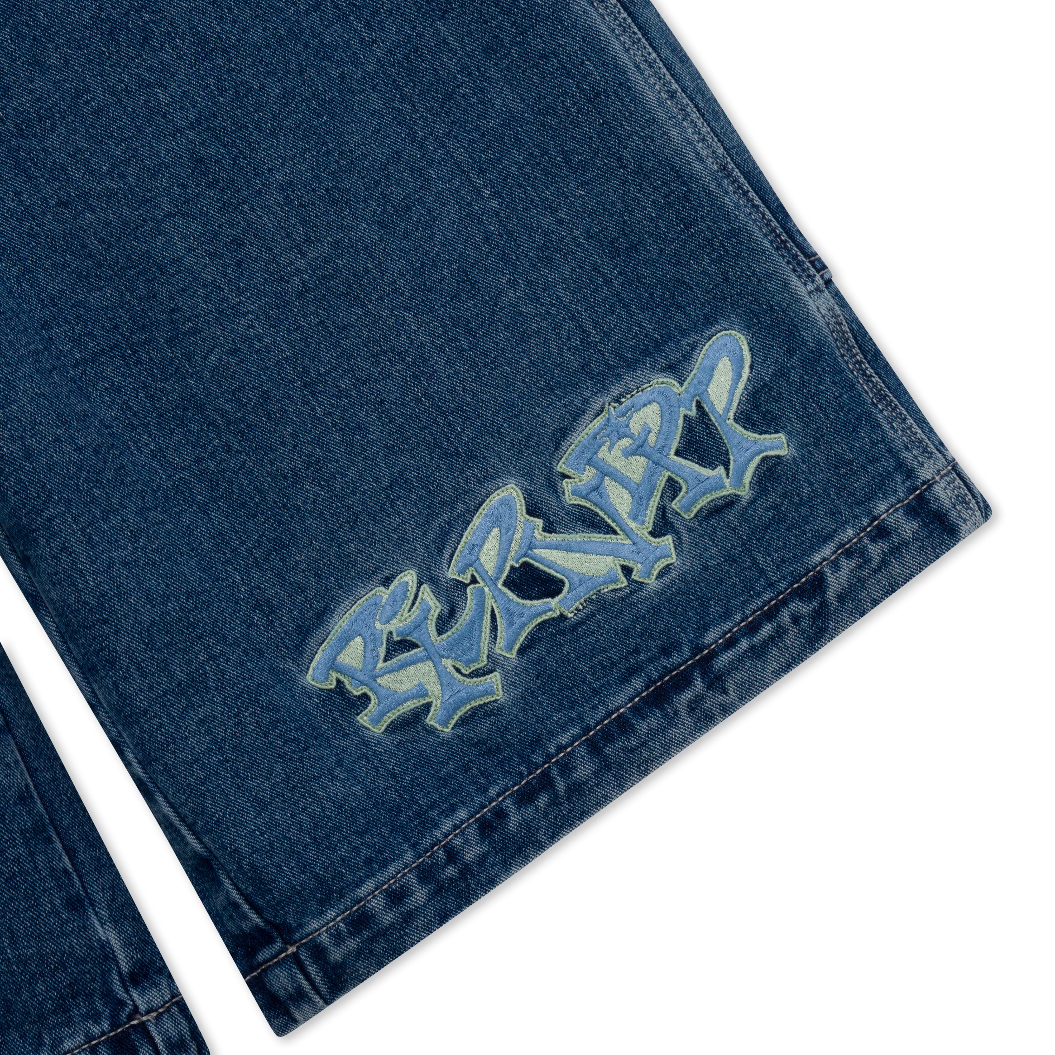 RIPNDIP Ace Ultra Wide Leg Shorts (Medium Wash)