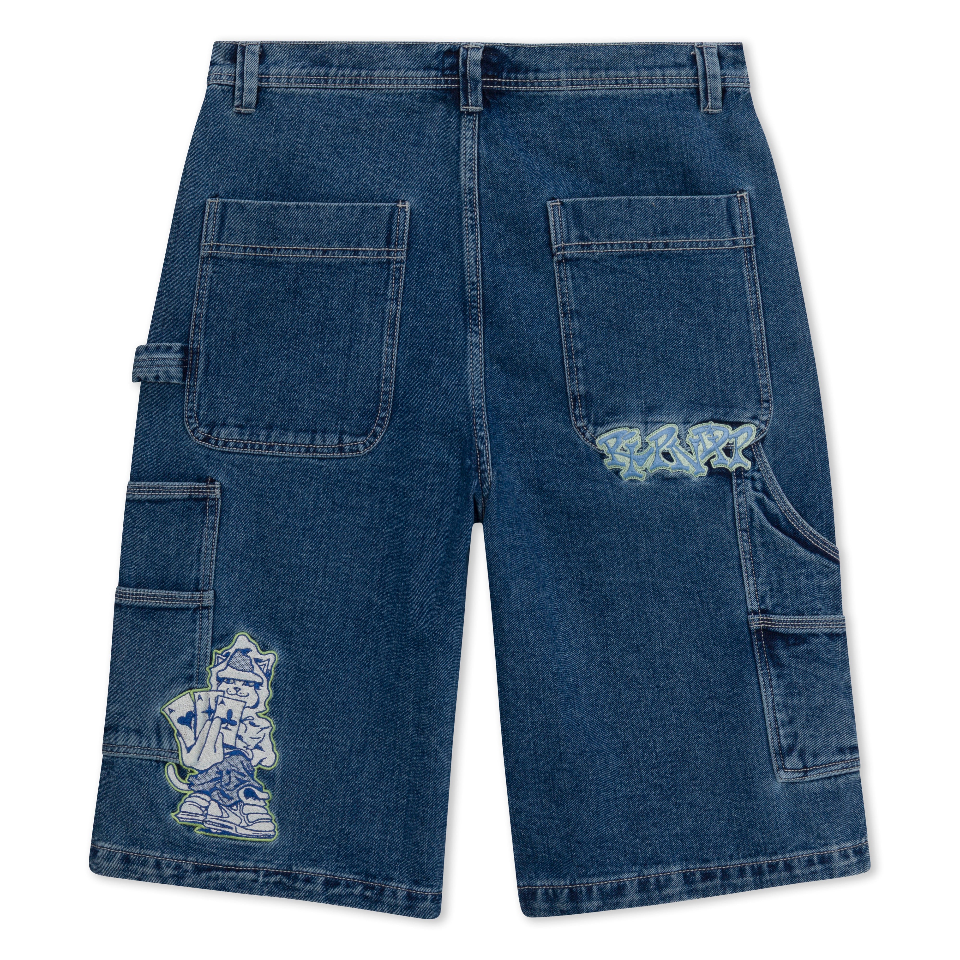RIPNDIP カモフラージュ オーバーオール 32 ユニセックス Ace Ultra Wide Leg Shorts (Medium Wash) – RIPNDIP