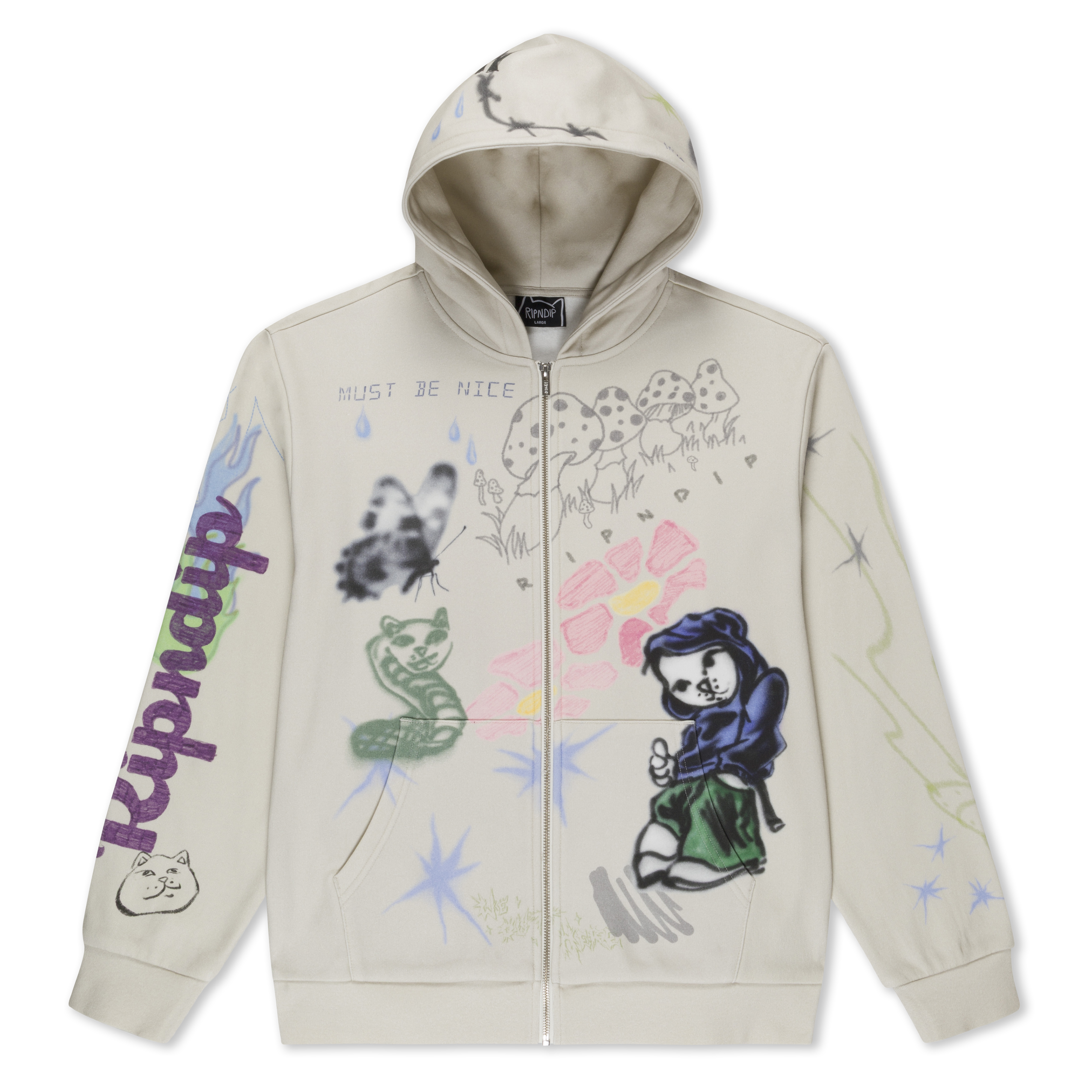 RIPNDIP Goosebumps Zip Hoodie (Bone)
