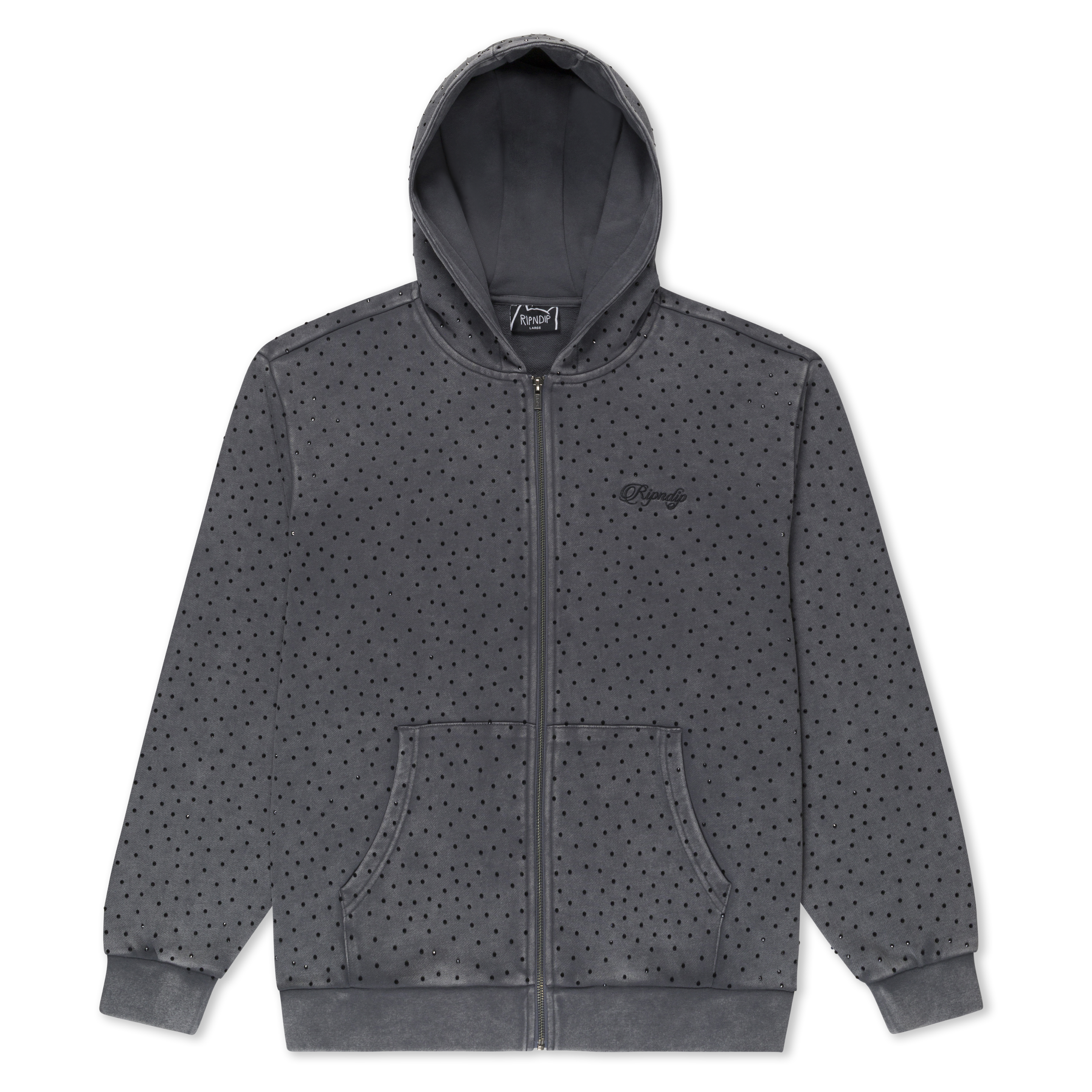 RIPNDIP RIPNGEMS Zip Up Hoodie (Charcoal Wash)