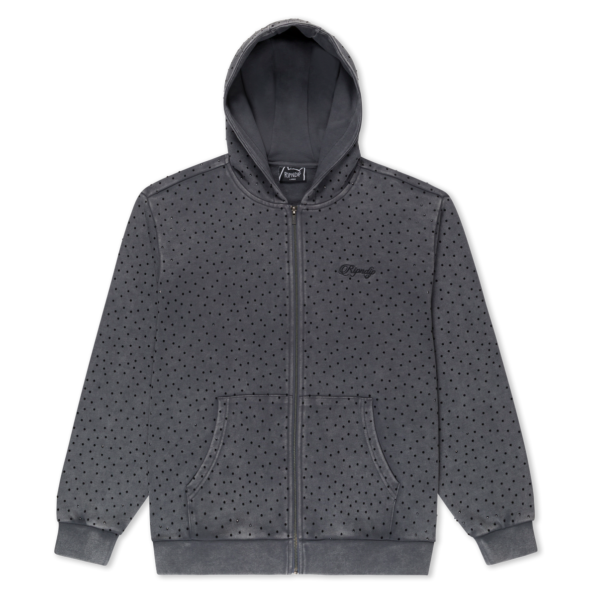 RIPNDIP RIPNGEMS Zip Up Hoodie (Charcoal Wash)