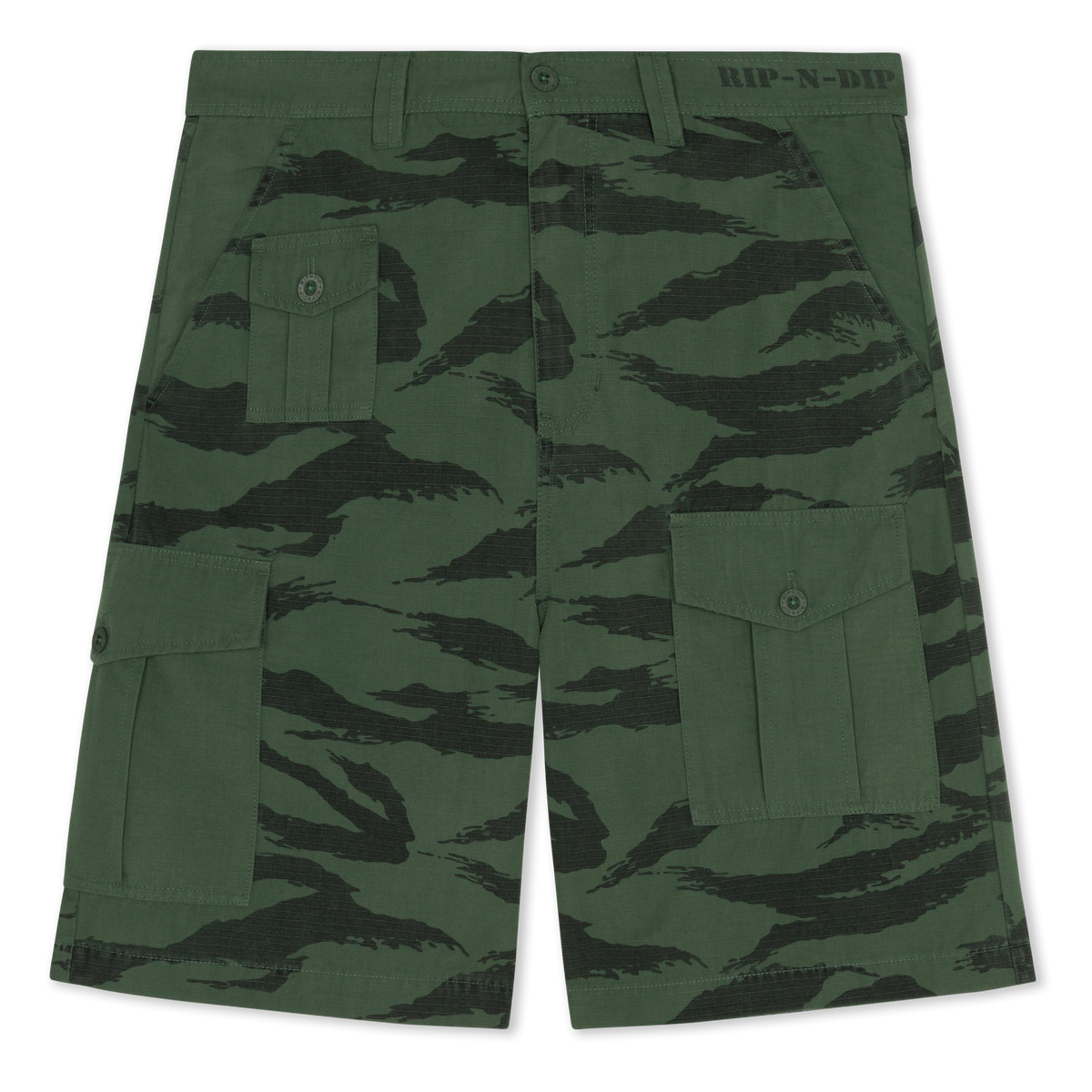 RIPNDIP A Team Camo Cargo Shorts (Military Green)
