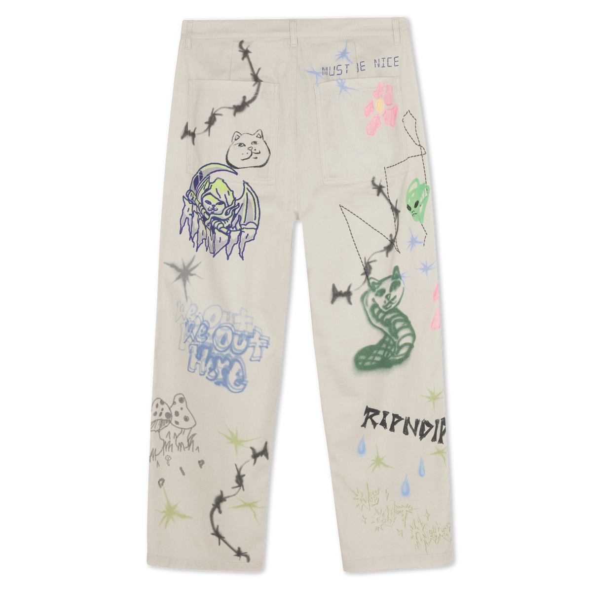 RIPNDIP Goosebumps Wide Fit Pants (Bone)