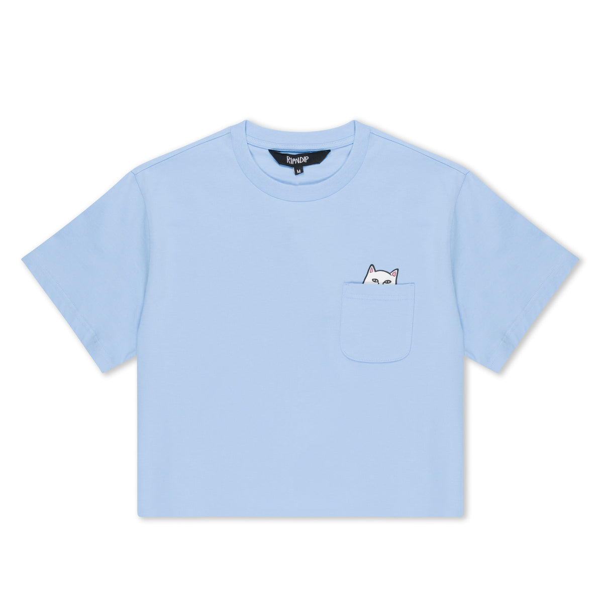 RIPNDIP Lord Nermal Cropped Baby Pocket Tee (Light Blue)