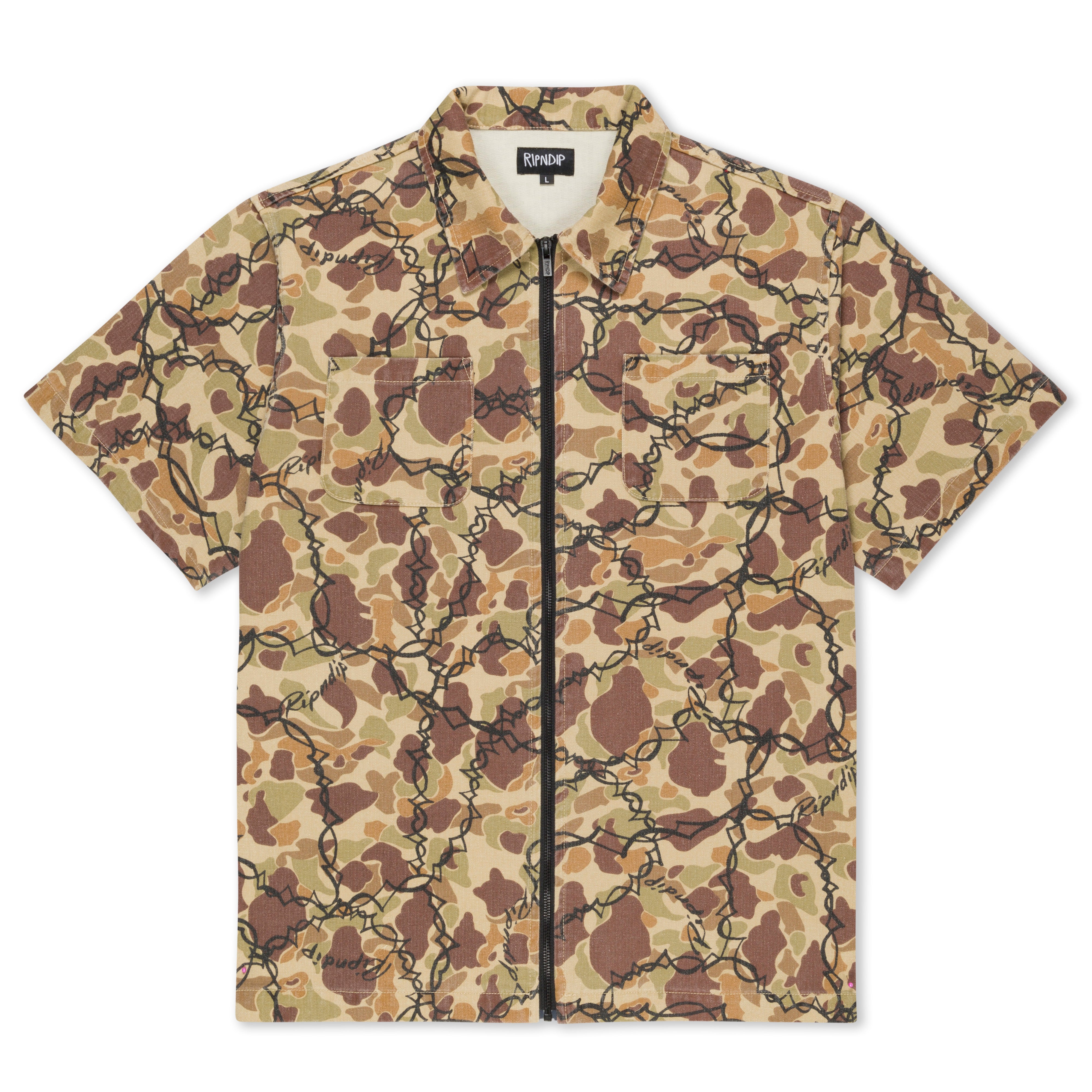 Wired Zip Up Shirt (Tan) – RIPNDIP