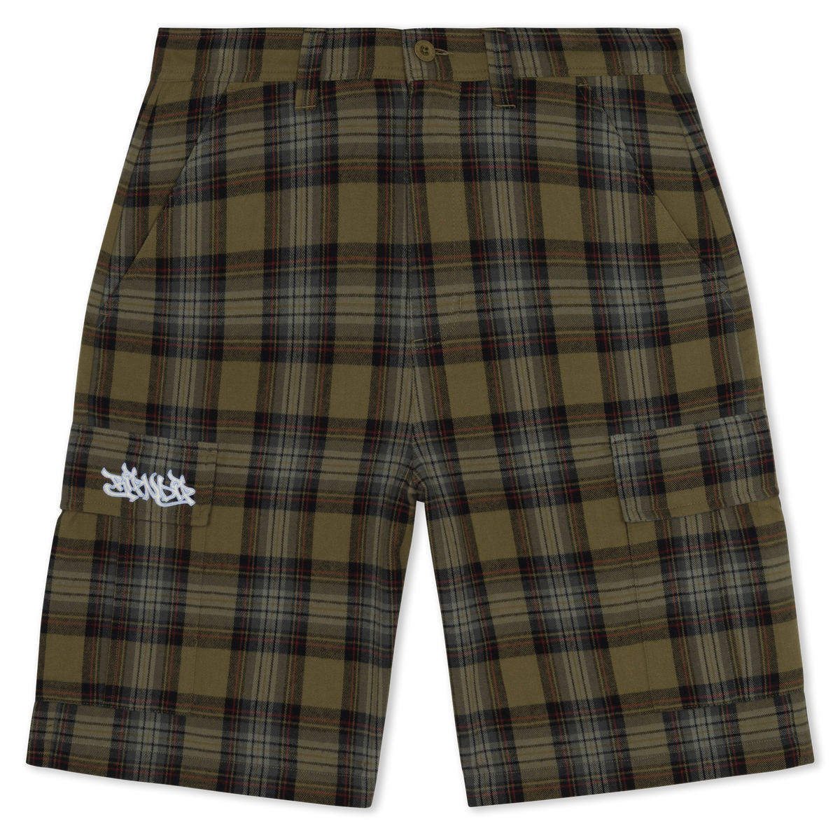 RIPNDIP Hansen Wide Fit Cargo Shorts (Olive Plaid)
