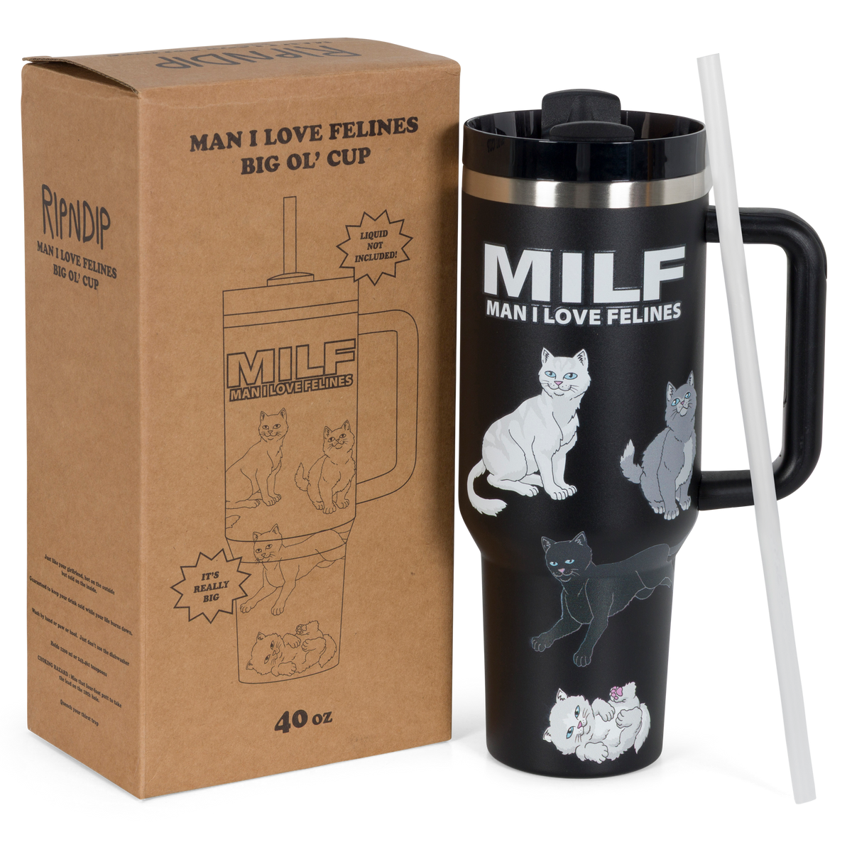 RIPNDIP Man I Love Felines Big Ol Cup Tumbler (Black)