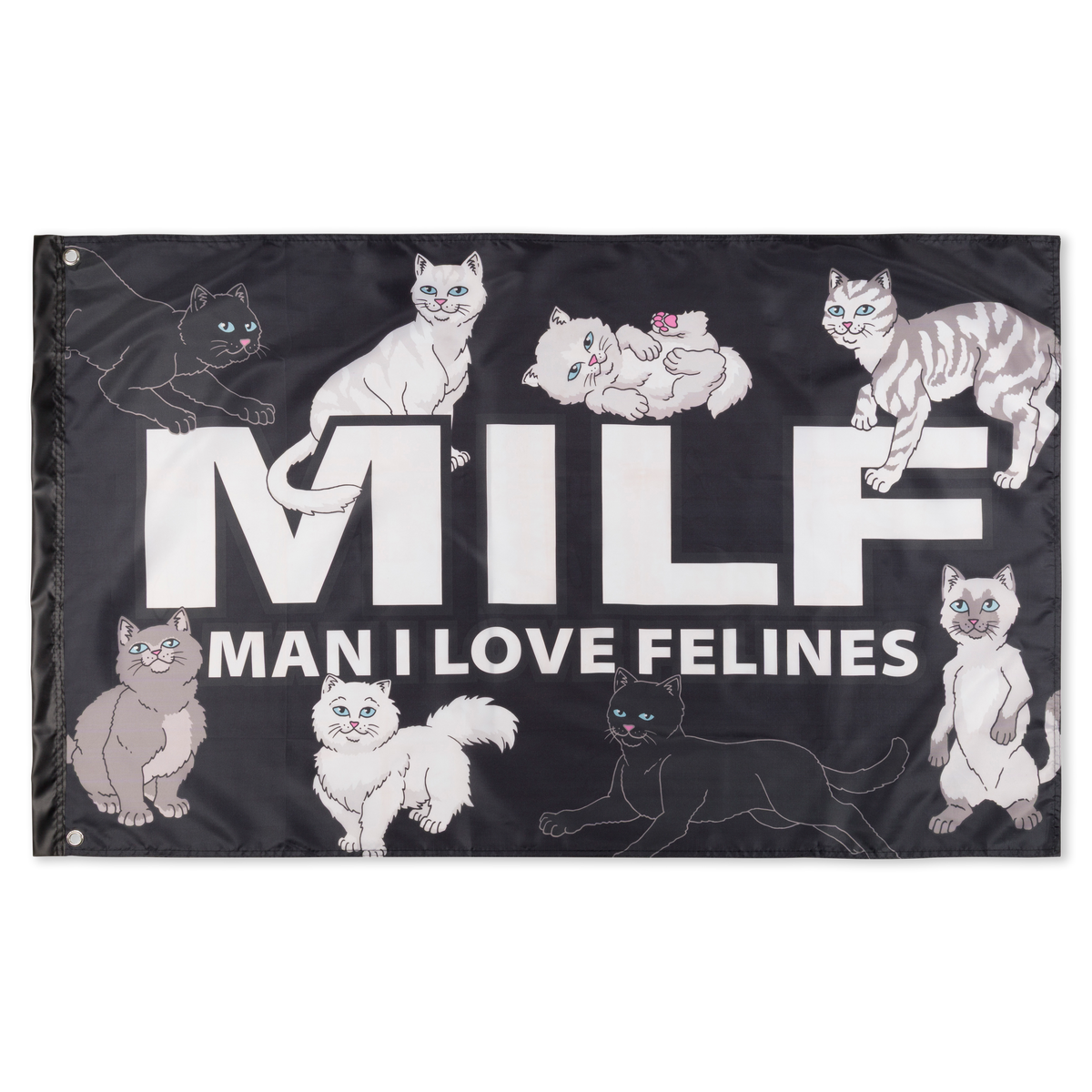 RIPNDIP Man I Love Felines Flag (Black)