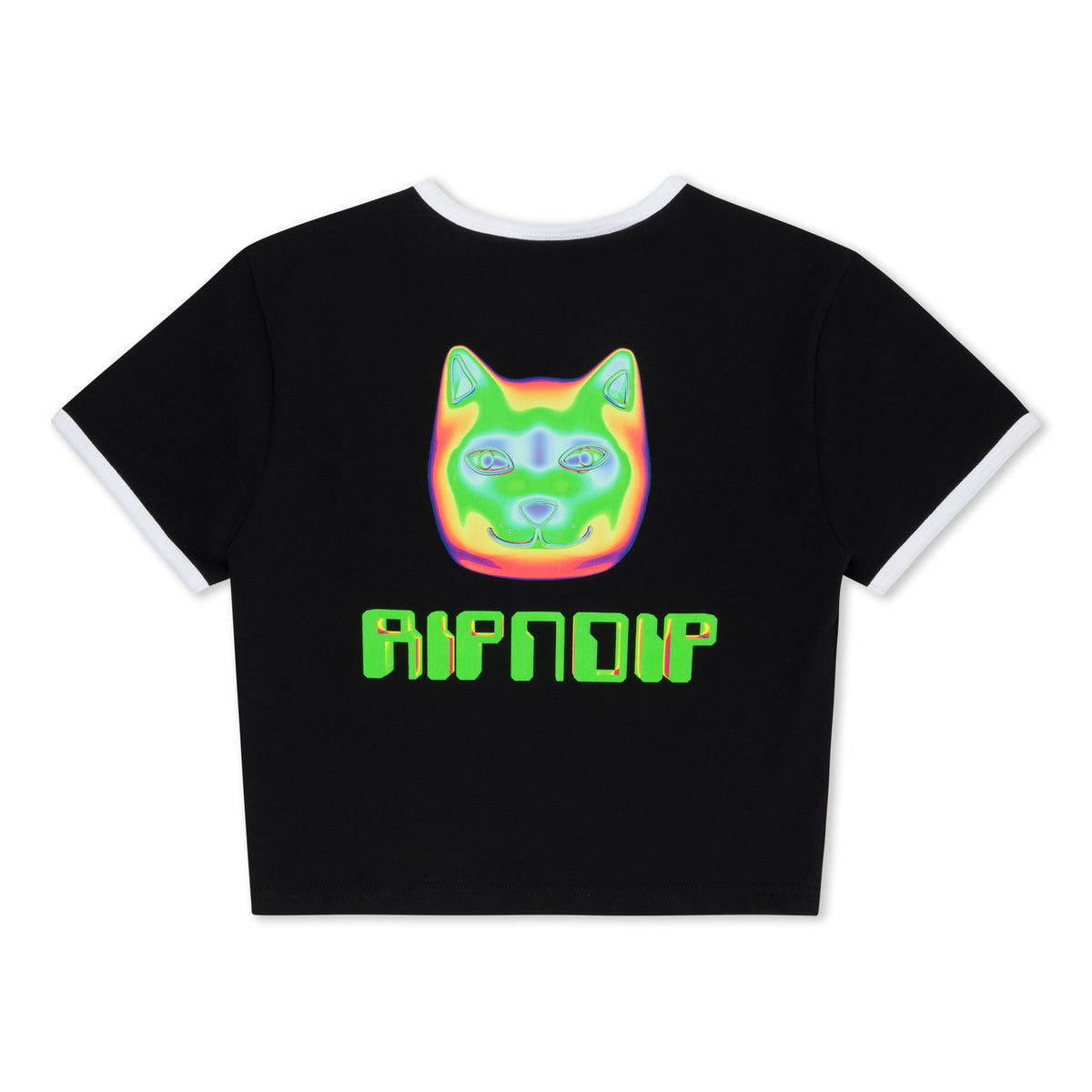 RIPNDIP Thermal Nermal Cropped Ringer Tee (Black)