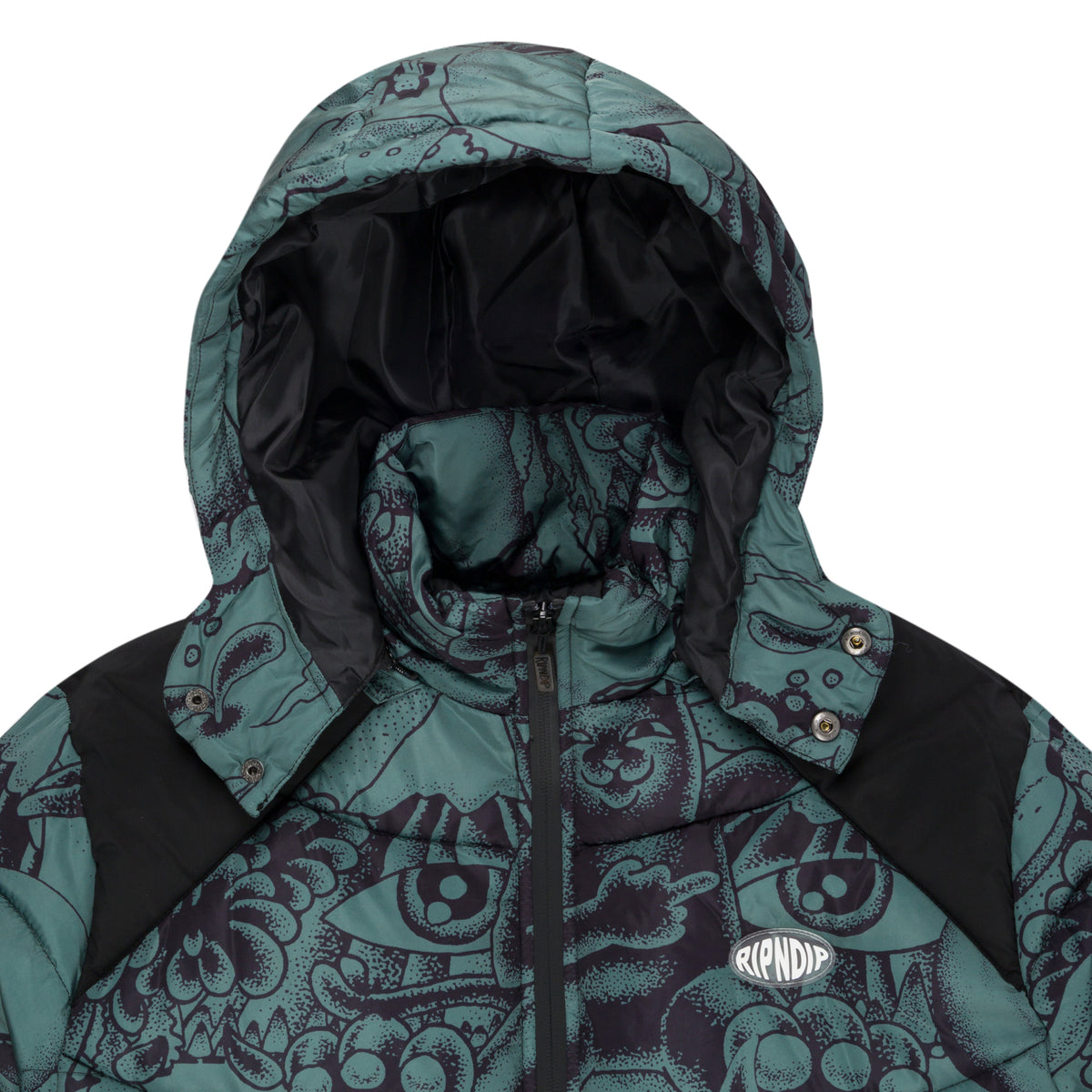 RIPNDIP Dark Twisted Fantasy Puffer Jacket (Olive/Black)