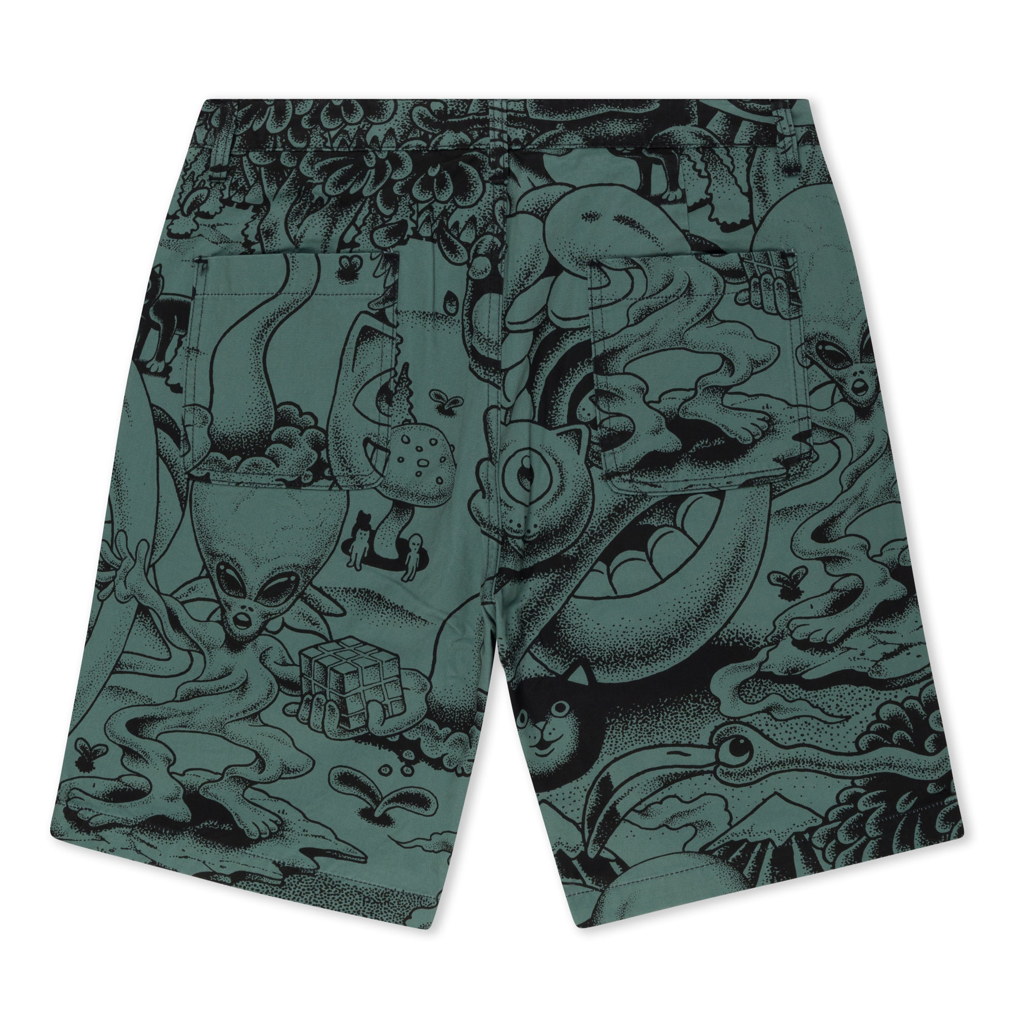 RIPNDIP Dark Twisted Fantasy Twill Shorts (Olive/Black)