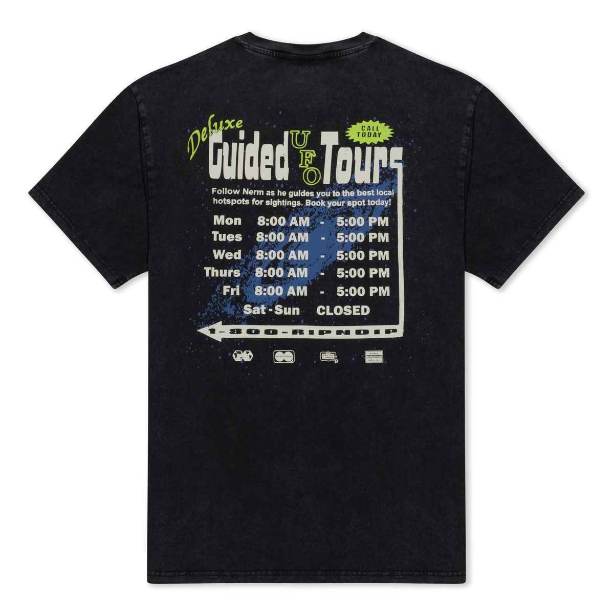 RIPNDIP UFO Tours Tee (Black Vintage Wash)