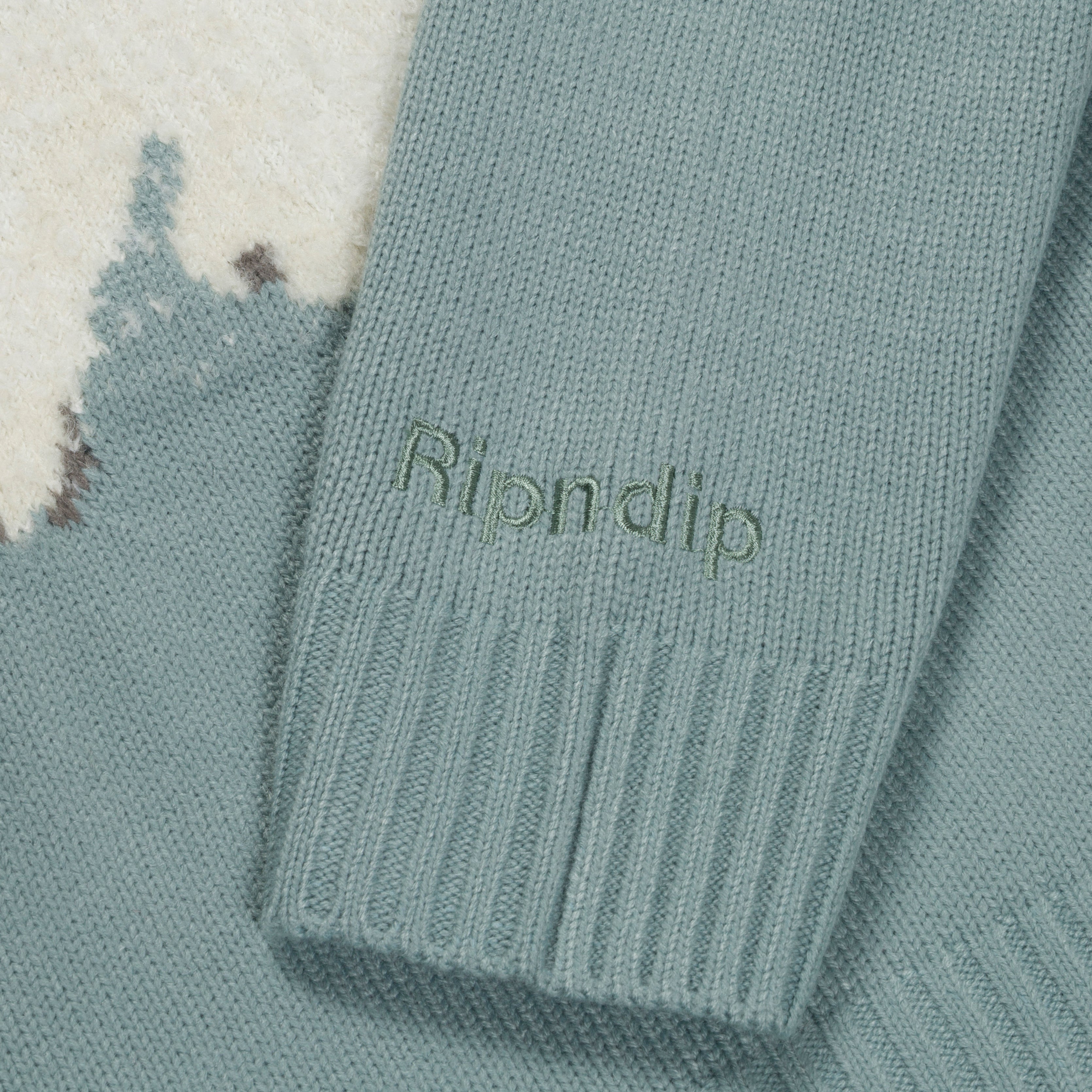 RIPNDIP Pet Me Im Cute Knit Sweater (Heather Sage Grey)