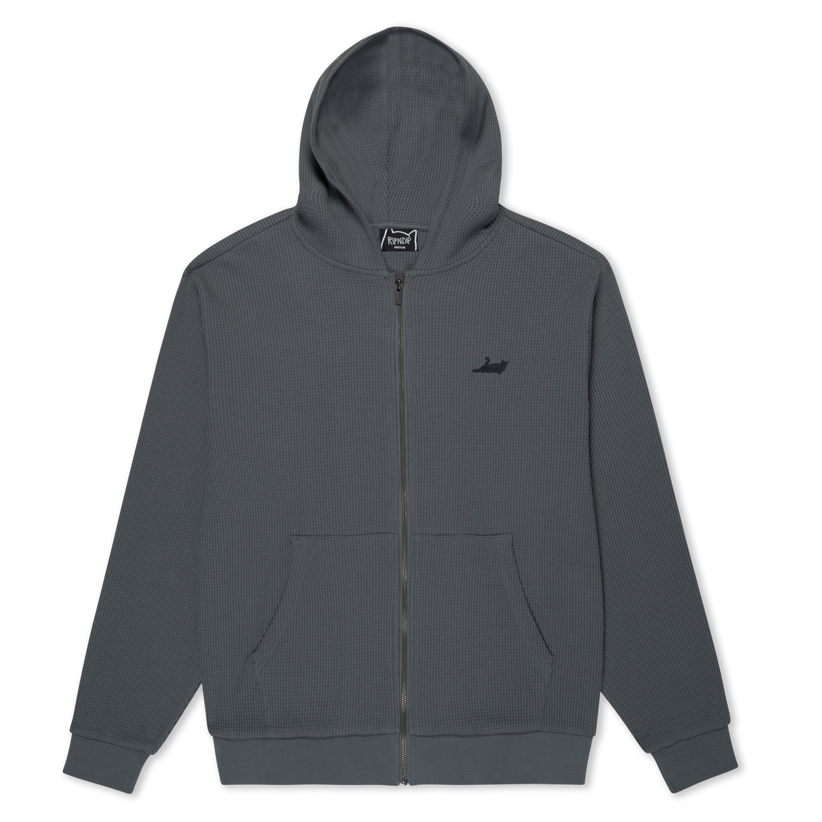 RIPNDIP Castanza Waffle Knit Zip Up Hoodie (Charcoal)