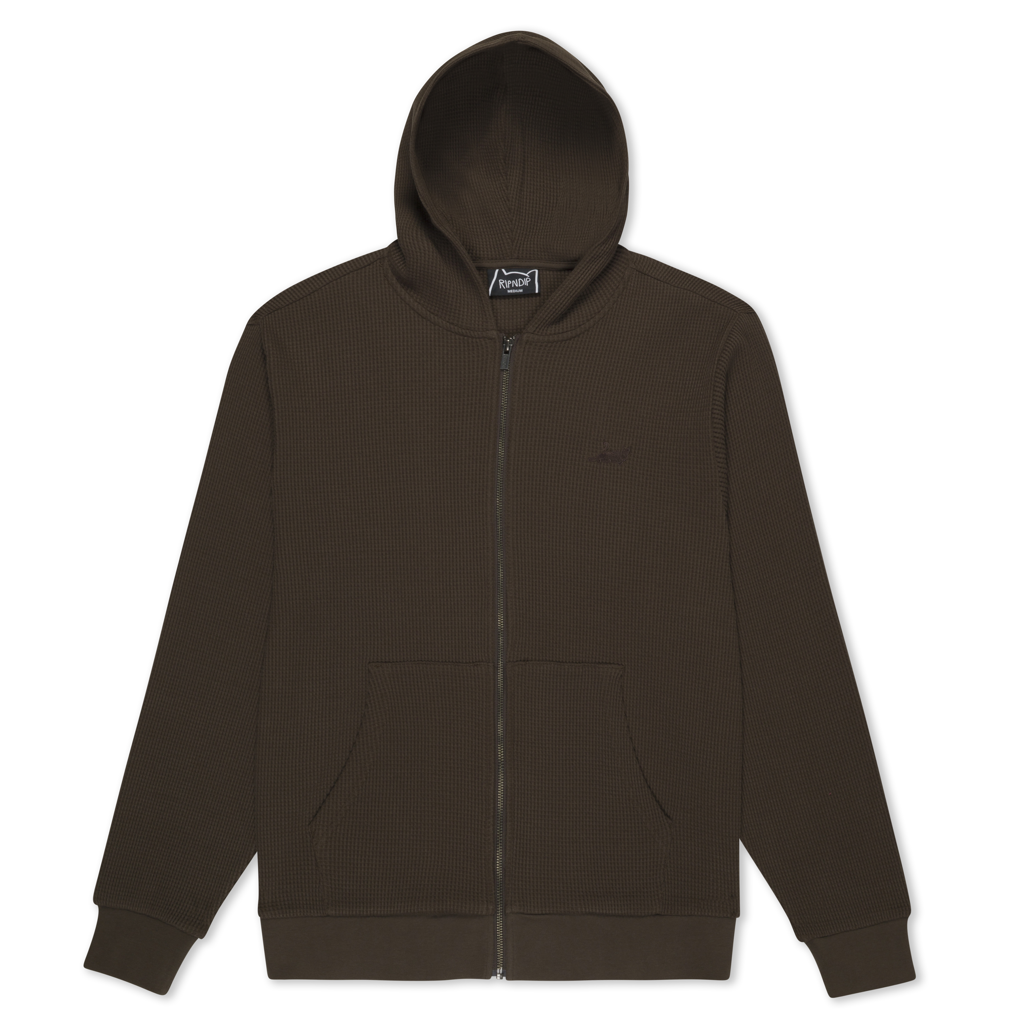 RIPNDIP Castanza Waffle Knit Zip Up Hoodie (Brown)