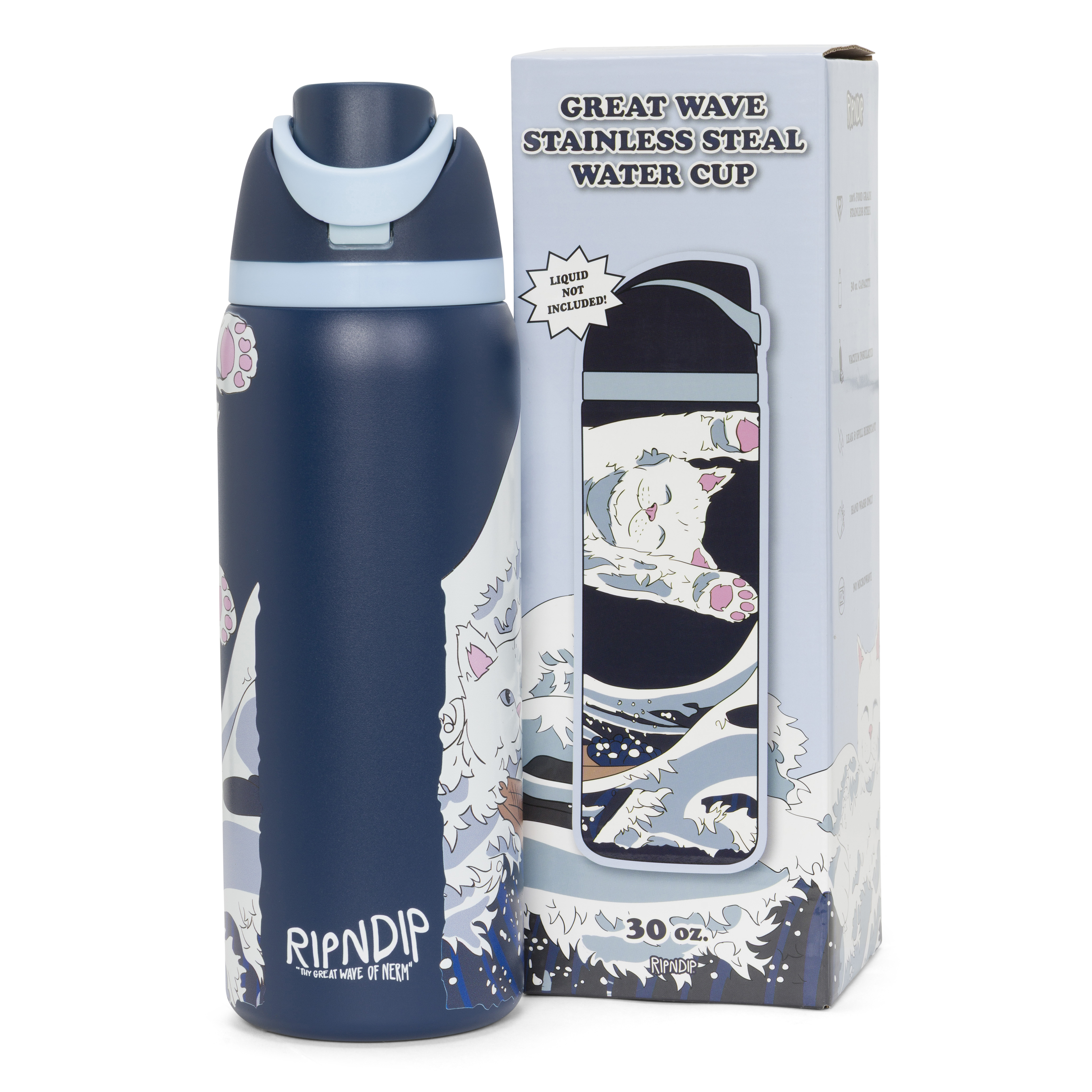 RIPNDIP Great Wave Of Nerm Water Bottle (Navy)