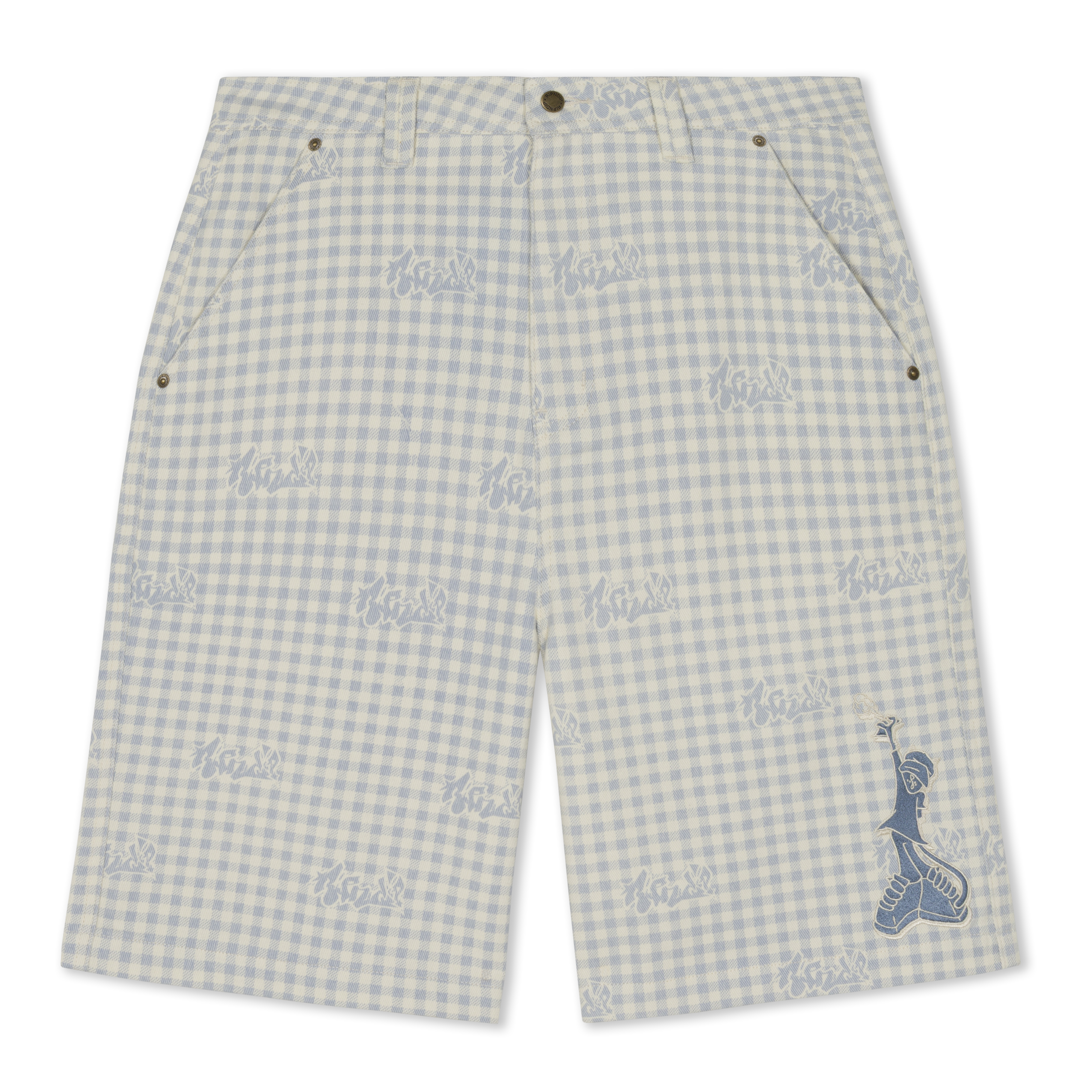 RIPNDIP Hard In Da Paint Wide Fit Shorts (Light Blue Checker)