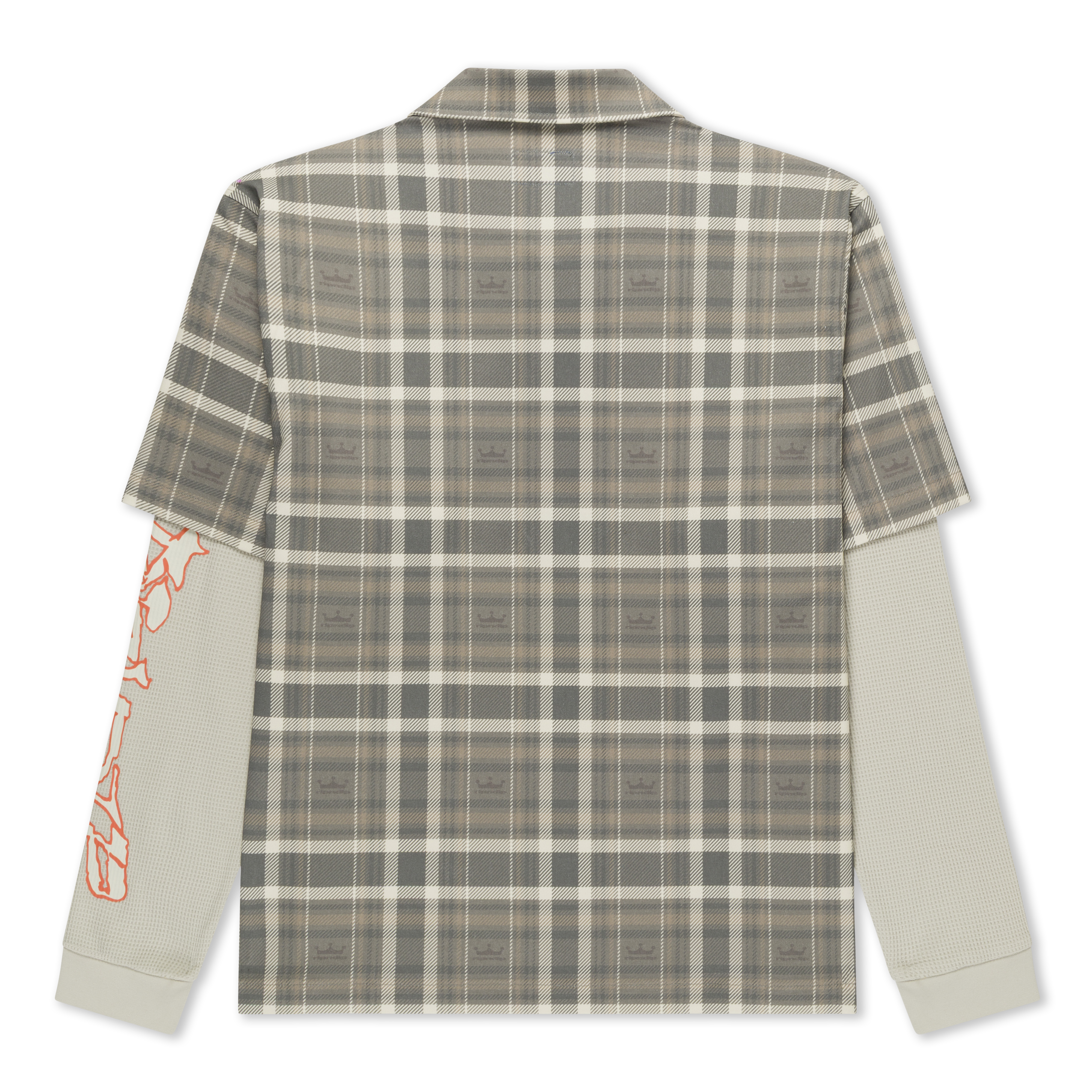 RIPNDIP Pacific Beach Half Zip Double Sleeve Tee (Tan Plaid)