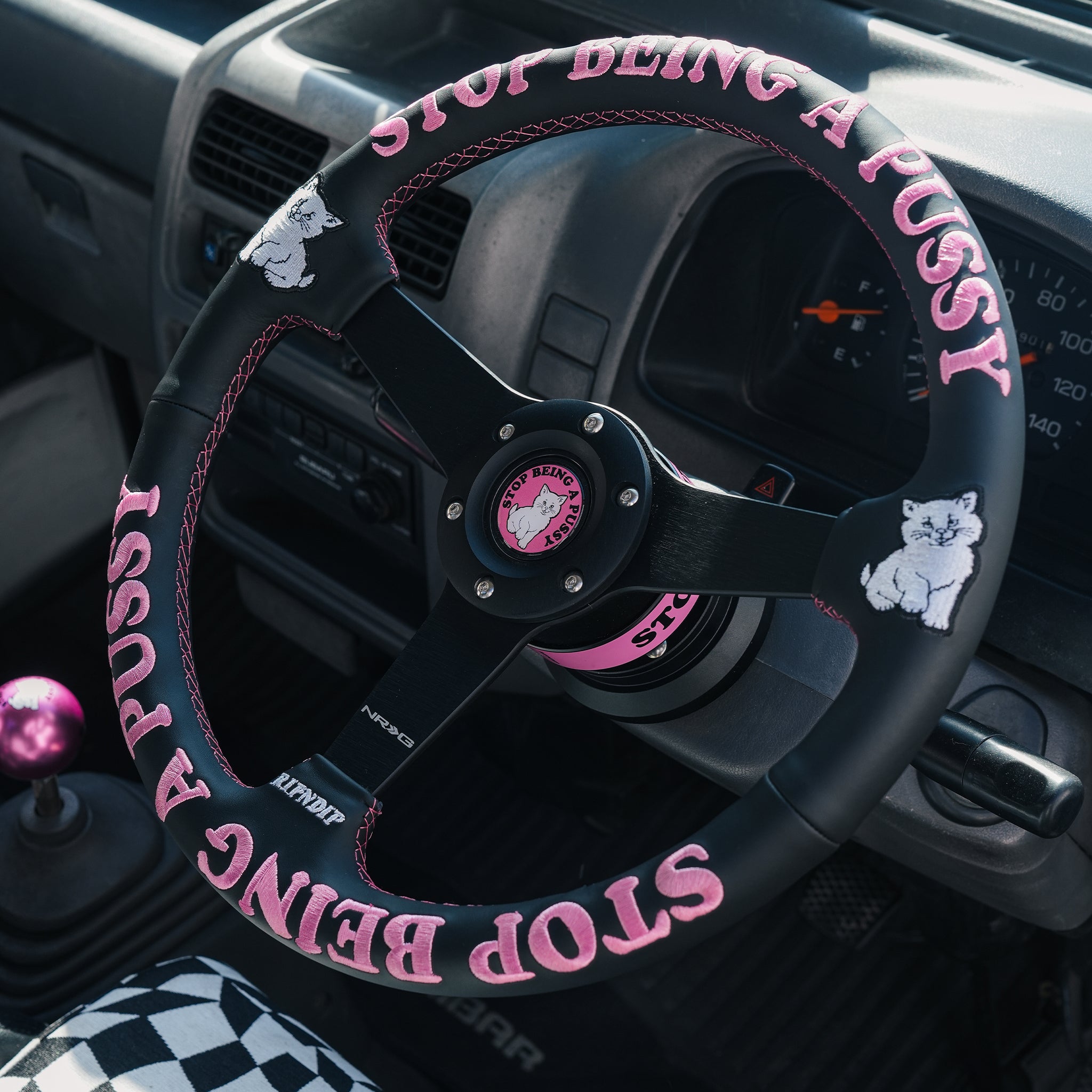 RIPNDIP Ripndip x NRG Stop Being A Pussy Steering Wheel (Leather)