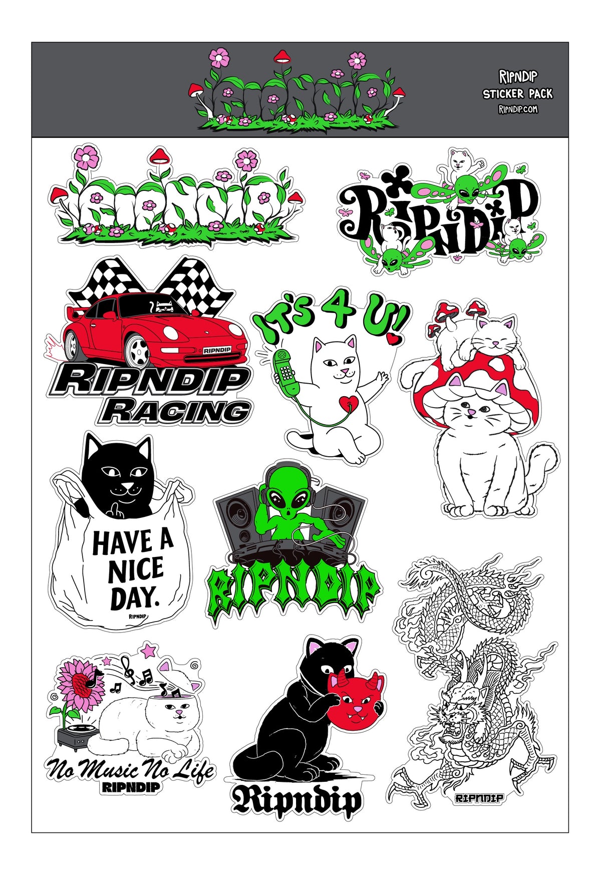 RIPNDIP Field Friends Sticker Sheet (Multi)