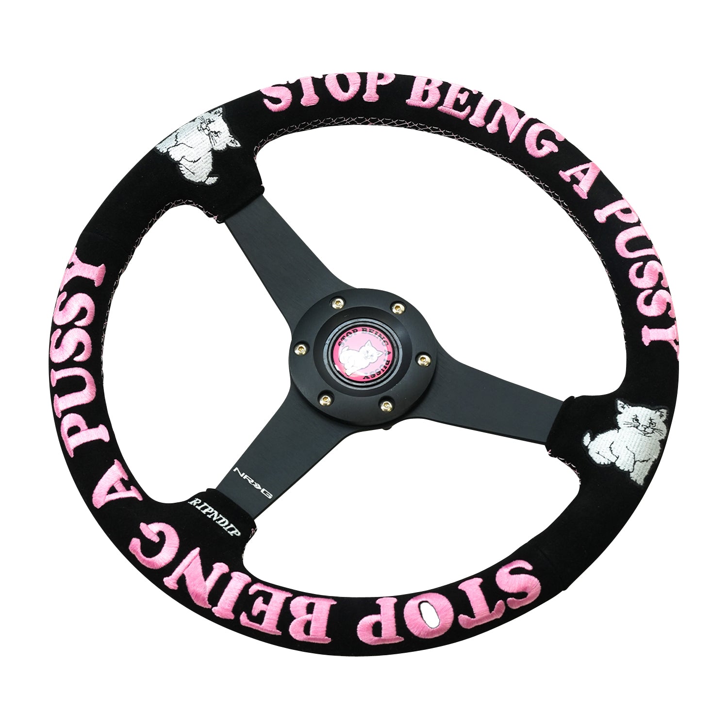 RIPNDIP Ripndip x NRG Stop Being A Pussy Steering Wheel (Black / Pink)