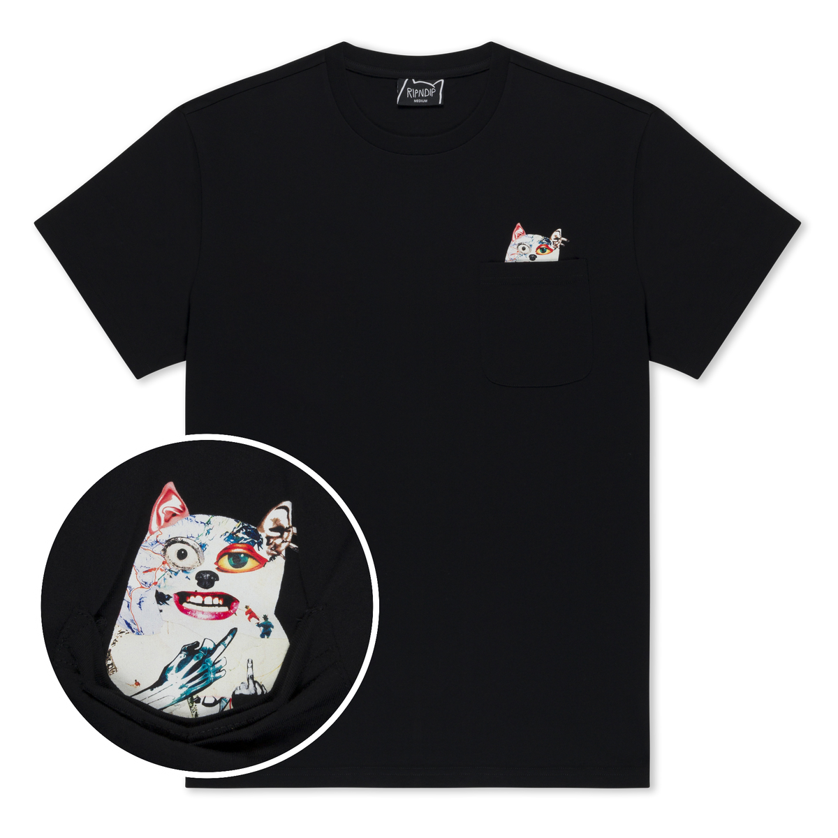 RIPNDIP Lord Nermal Collage Pocket Tee (Black)