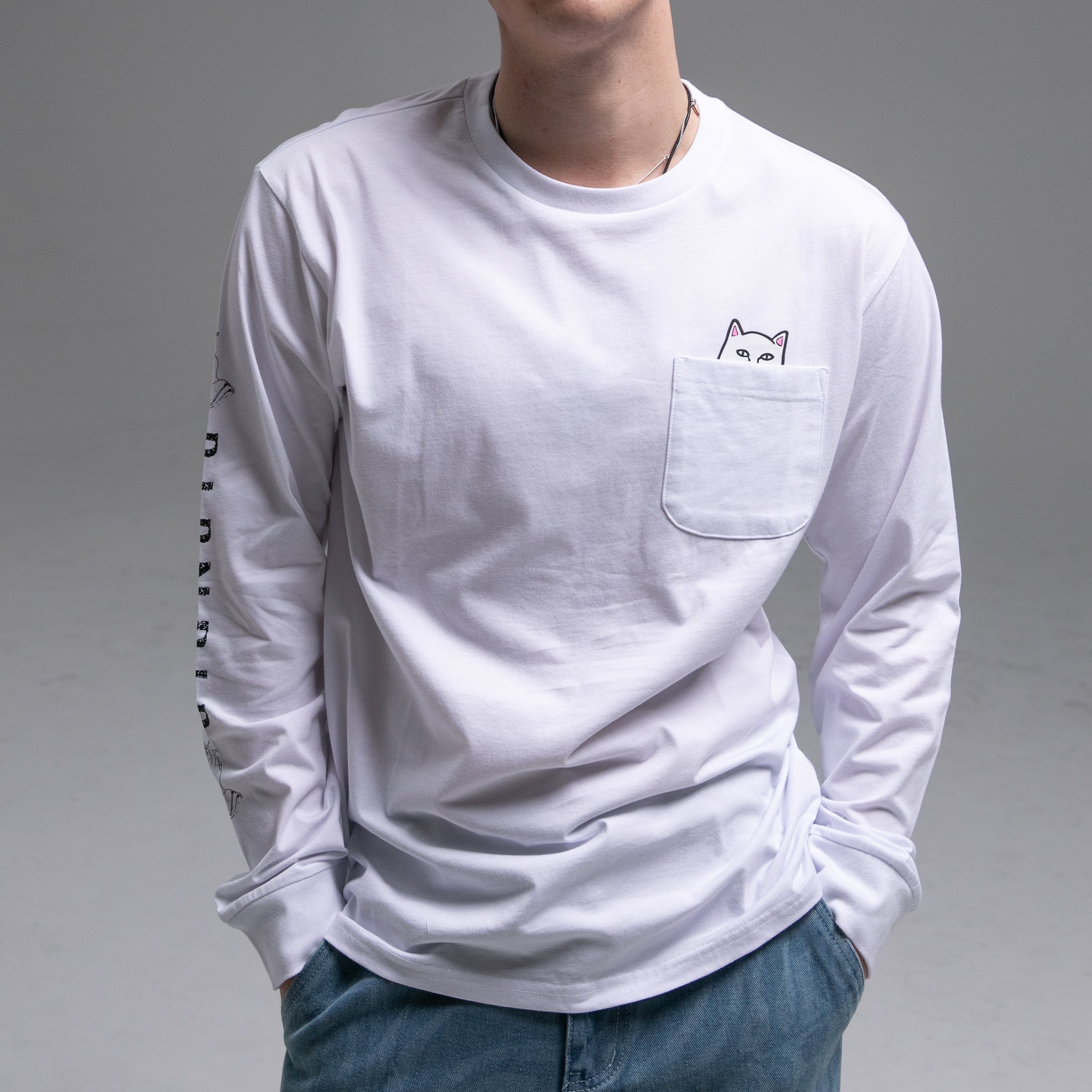 RIPNDIP Lord Nermal L/S Pocket Tee (White)