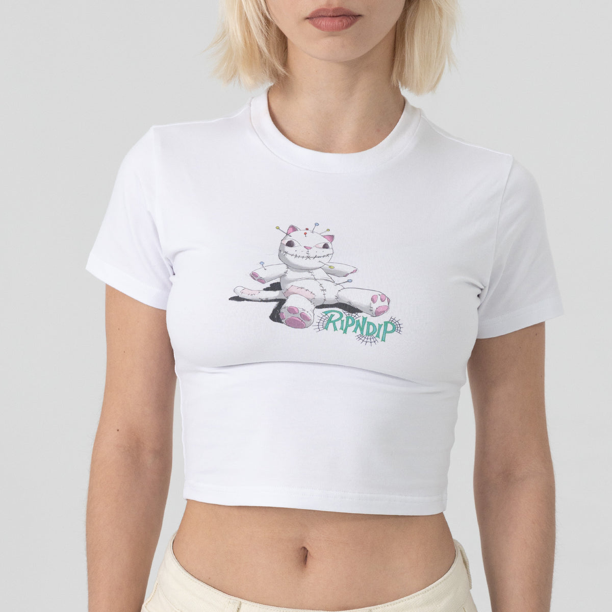 RIPNDIP Travis Cropped Baby Tee (White)